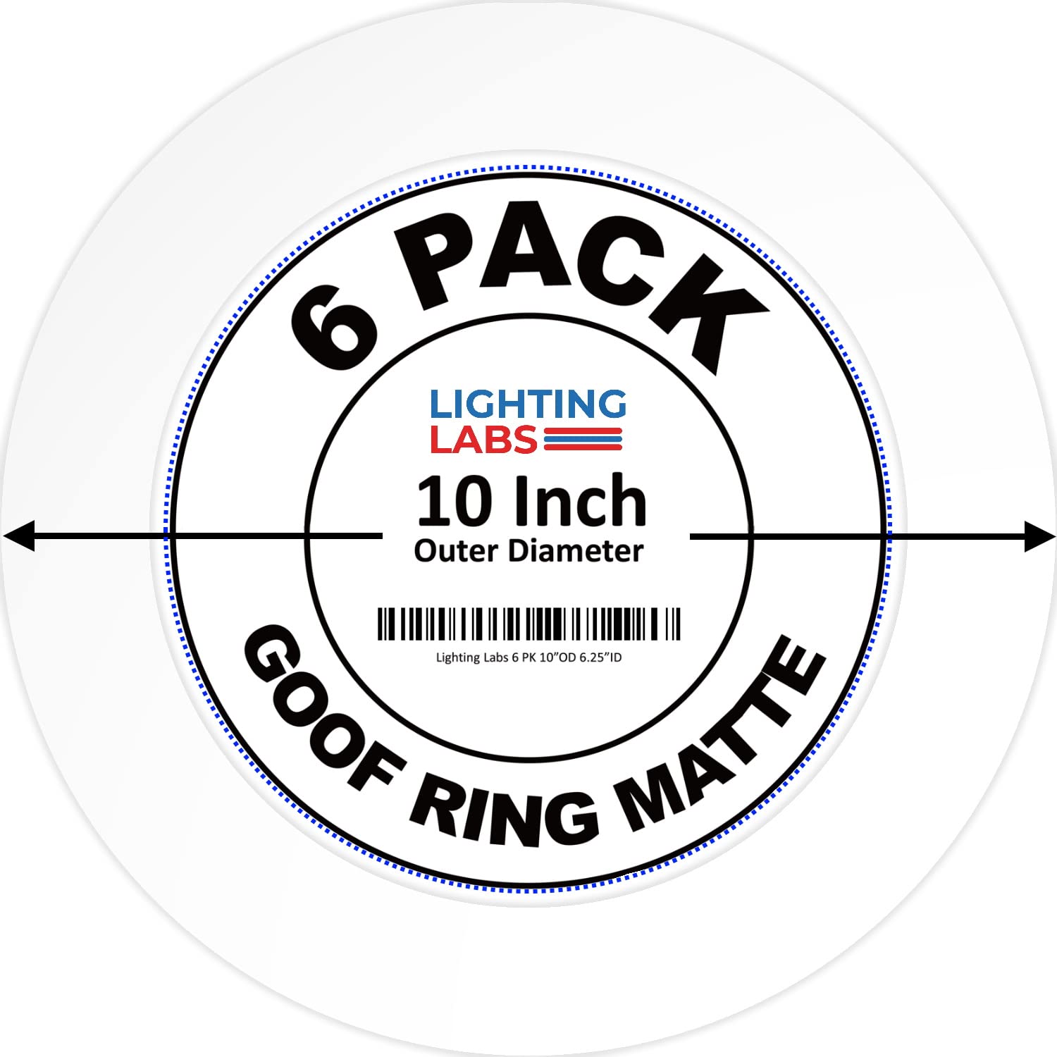 Lighting Labs 6 Pack Matte White Goof Trim Ring For Recessed Can Lighting Down Light, Outer Diameter 10 Inches, Inner Diameter 6.2 Inches