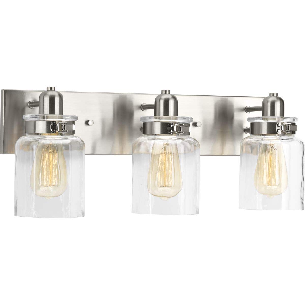 Progress Lighting 3-Light Bath Vanity Light, Clear Glass, Brushed Nickel, Alloy Steel, Model P300047-009