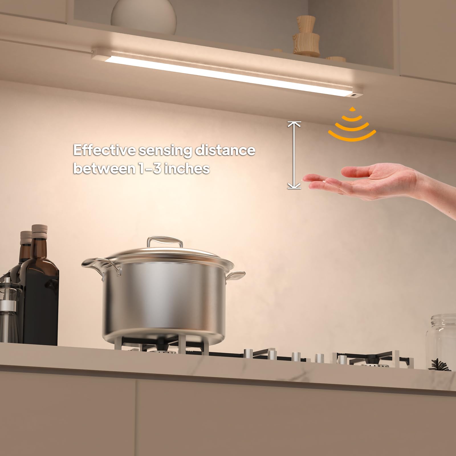 Myplus 16 Inch Under Cabinet Lights With Hand Wave, Under Counter Lighting 4000K Natural White,Dimmable,Plug And Play,Led Lights