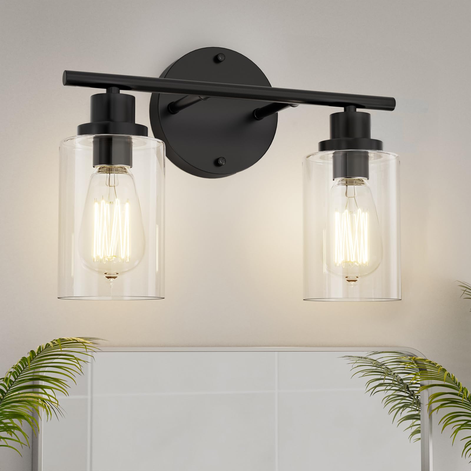 GORDNWE Modern Vanity Light - 2-Light, Matte Black, Metal, E26 Bulb Base, Model LJ-001