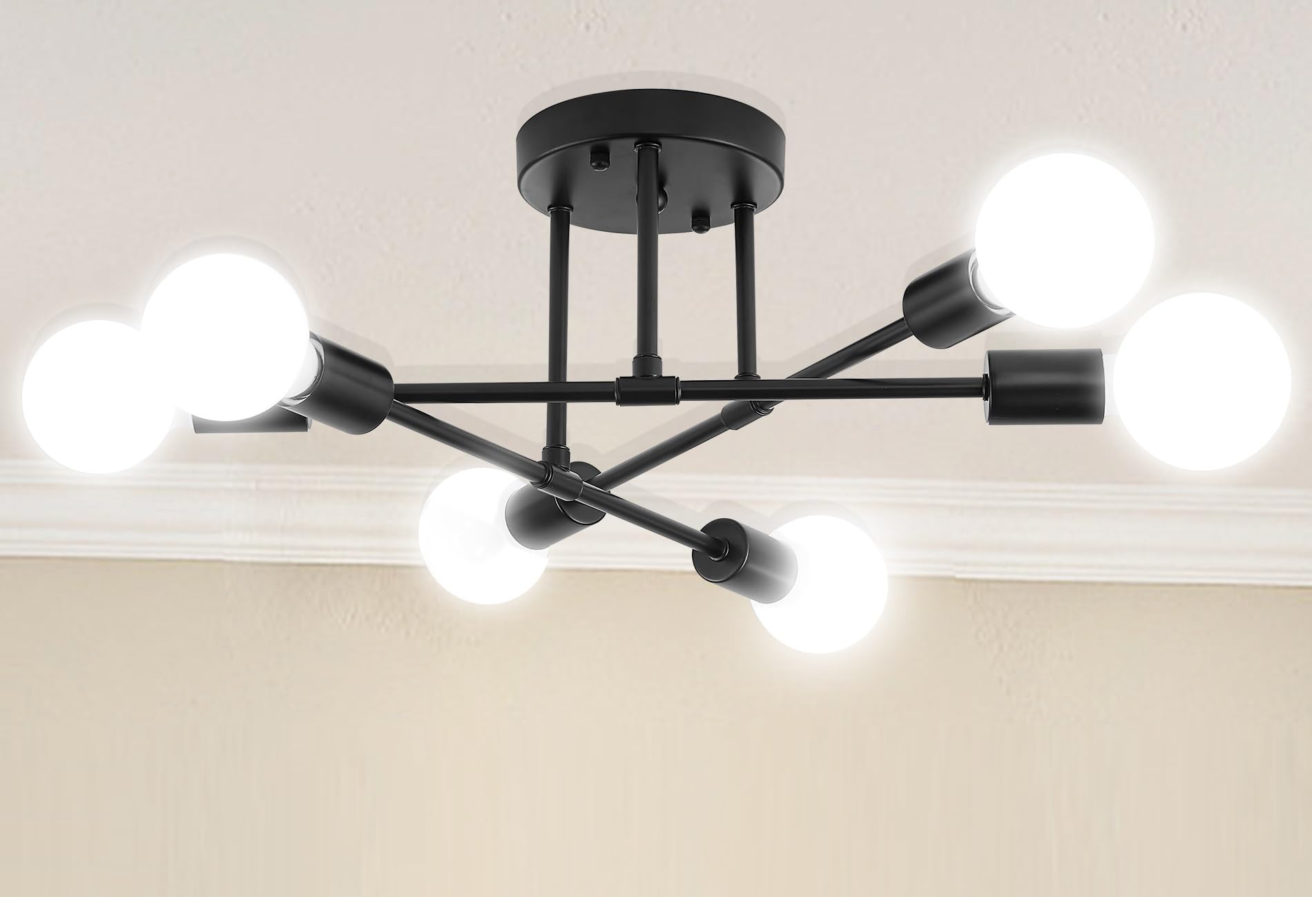 Dellemade Modern Sputnik Chandelier, 6-Light Ceiling Light, Flush Mount Ceilihg Light Fixture for Bedroom,Dining Room,Kitchen,Of