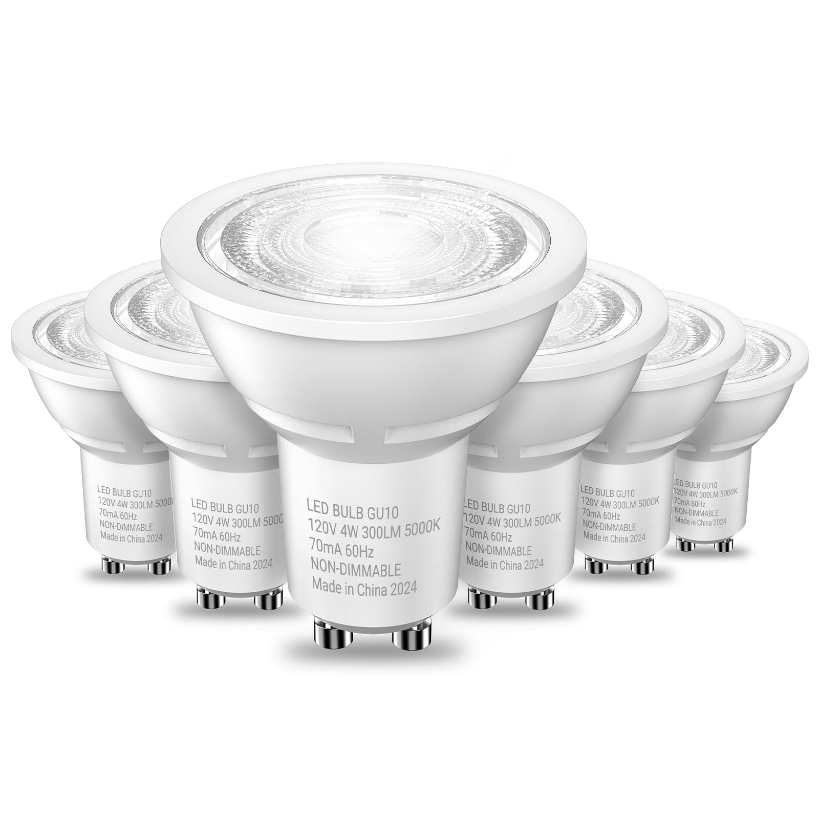 Tjoy Led Gu10 Light Bulbs, 5000K Daylight White Gu10 Replacement For Recessed Track Lighting, 35W Equivalent, Non-Dimmable, 4W, 