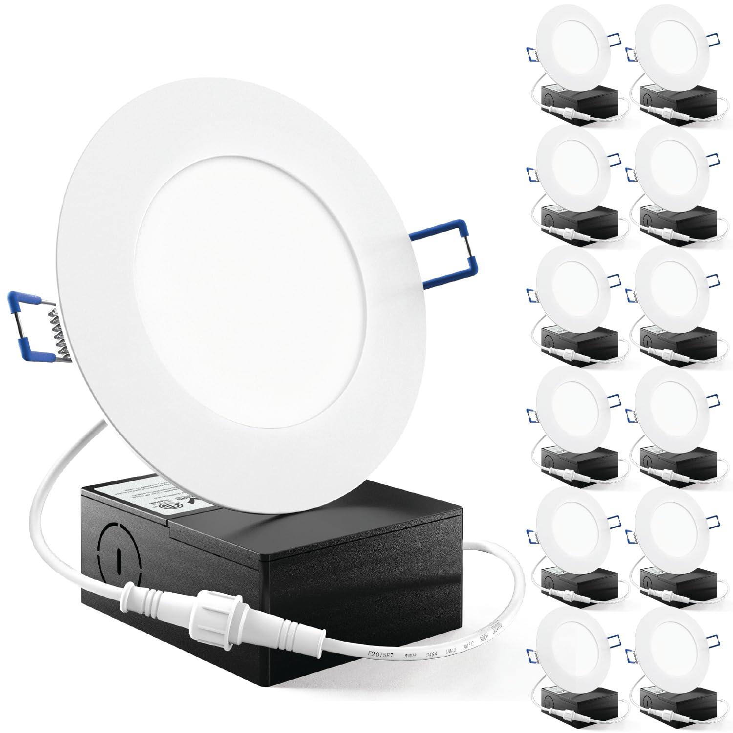 Sunco 12 Pack 4 Inch Ultra Thin LED Recessed Lighting Ceiling Lights Slim, 4000K Cool White, 10W, Damp Rated, Dimmable Canless I