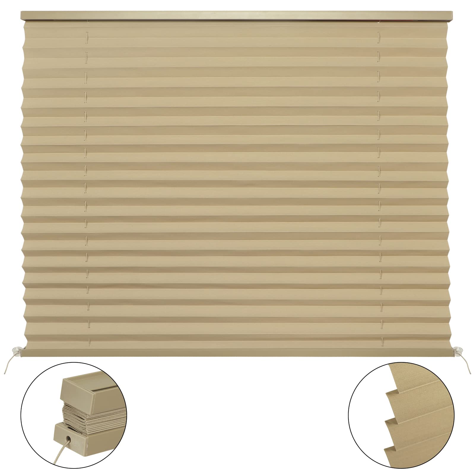 NOVINO RV Pleated Shades - Cappuccino, 32"W x 24"L, Ideal for Travel Trailers and Motorhomes