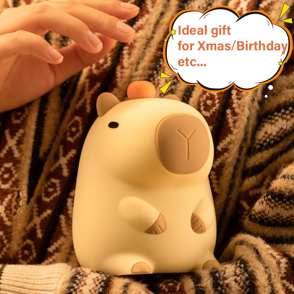 Myratts Capybara Night Light, Dimmable Touch Control, USB Rechargeable, Silcone Lamp for Kids & mature-themeds, Model KPBL-001