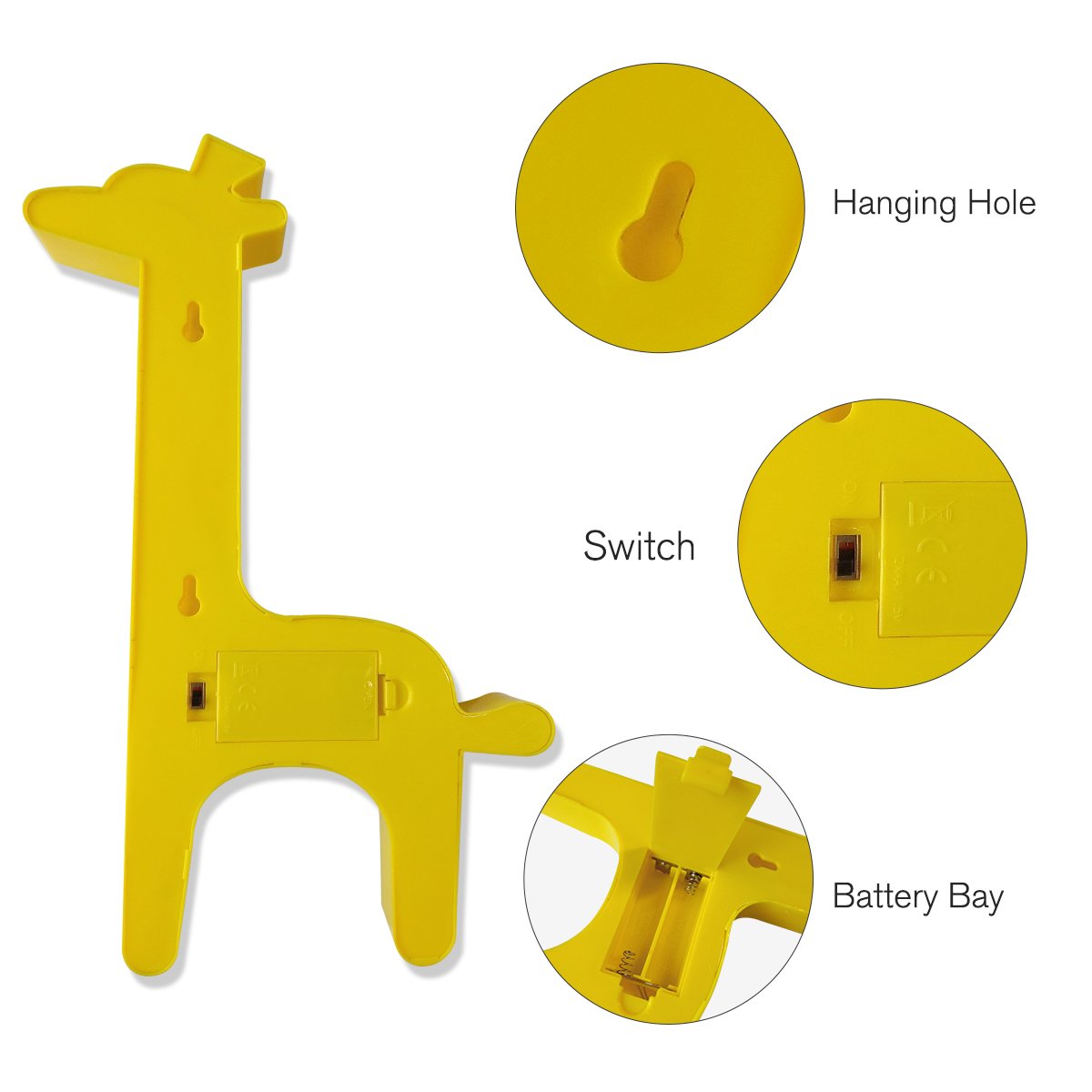 GUOCHENG Giraffe LED Night Light - Warm White Table Lamp for Kids, Yellow Plastic Decoration
