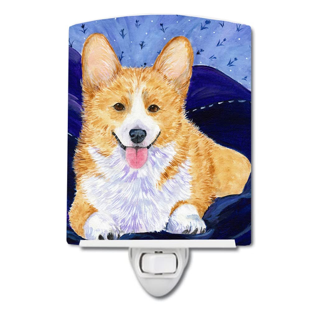 Caroline'S Treasures Ss8414Cnl Corgi Ceramic Night Light Compact, Ul-Certified, Ideal For Bedroom, Bathroom, Nursery, Hallway, Kitchen, 6X4X3, Multicolor
