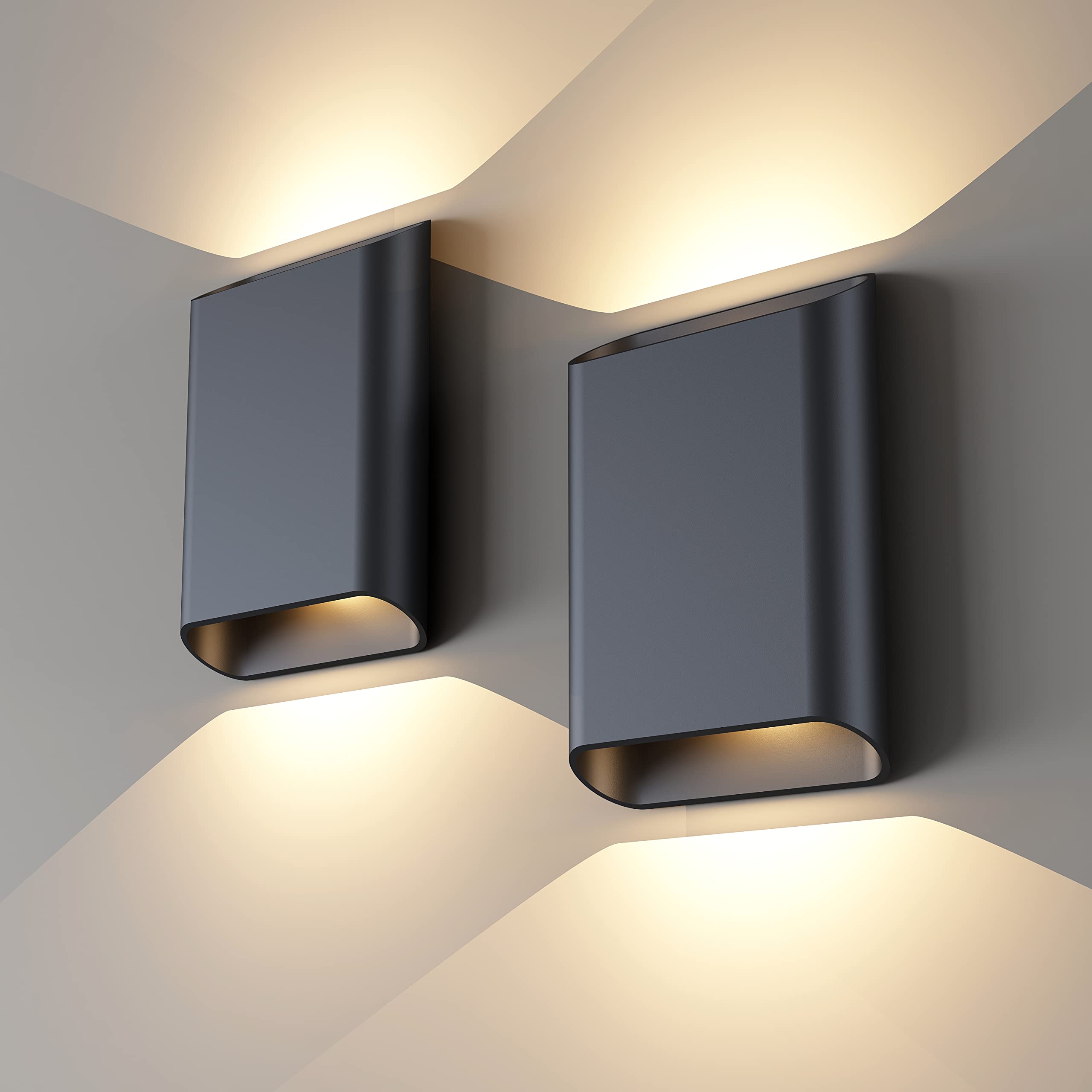 ilucezzo LED Wall Lights Outdoor Wall Sconces Dimmable 15.5W, IP65 Waterproof Porch Lights, Up and Down Modern Wall Lamps for Be