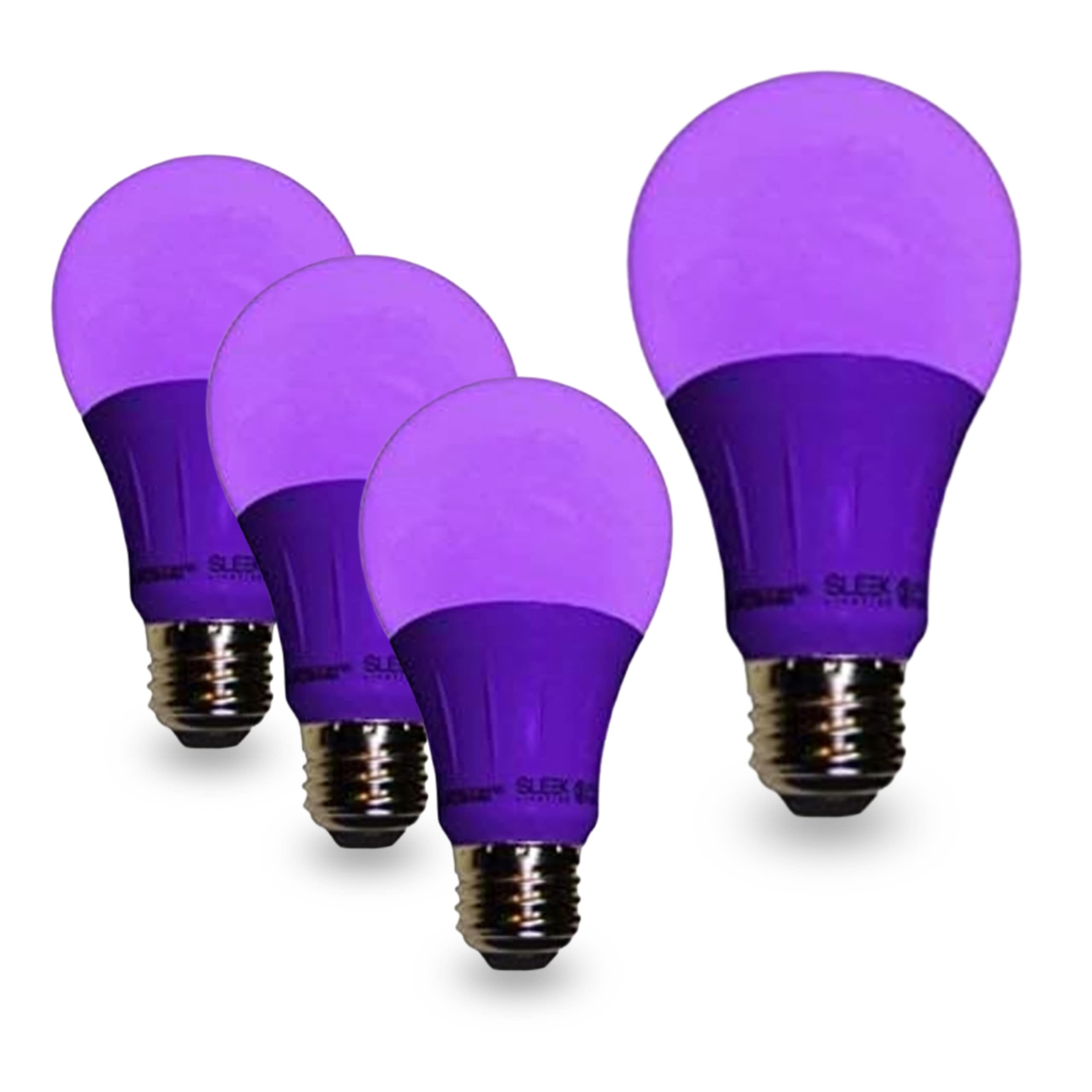 SLEEKLIGHTING A19 LED Purple Light Bulb, 3-Watt, Outdoor Use, UL-Listed, 4-Pack