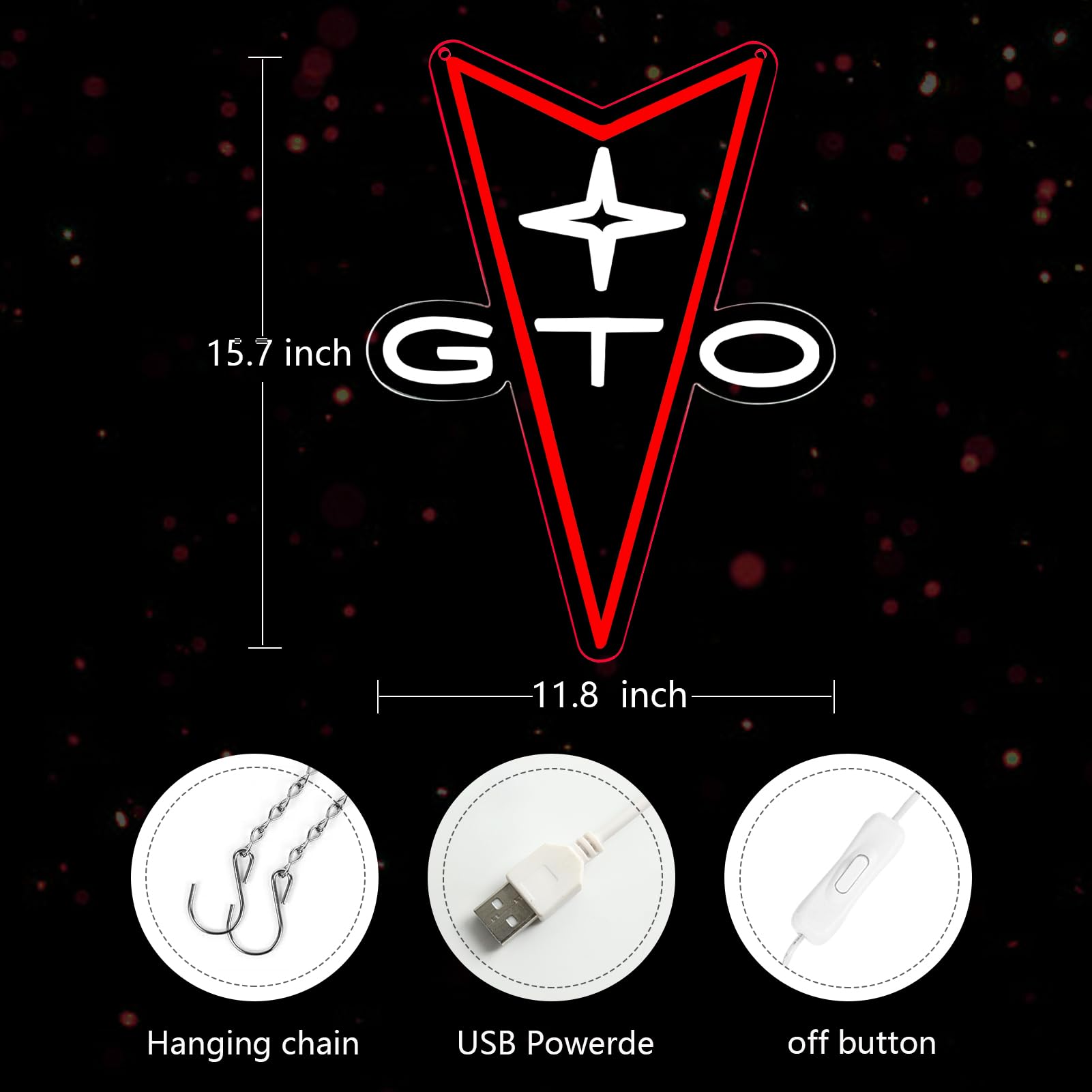 AHlove Neon Car Sign for Wall Decor, LED Business Sign, 16x12 Inch, GTO-001, Suitable for Man Cave, Garage, Party, Christmas Gifts