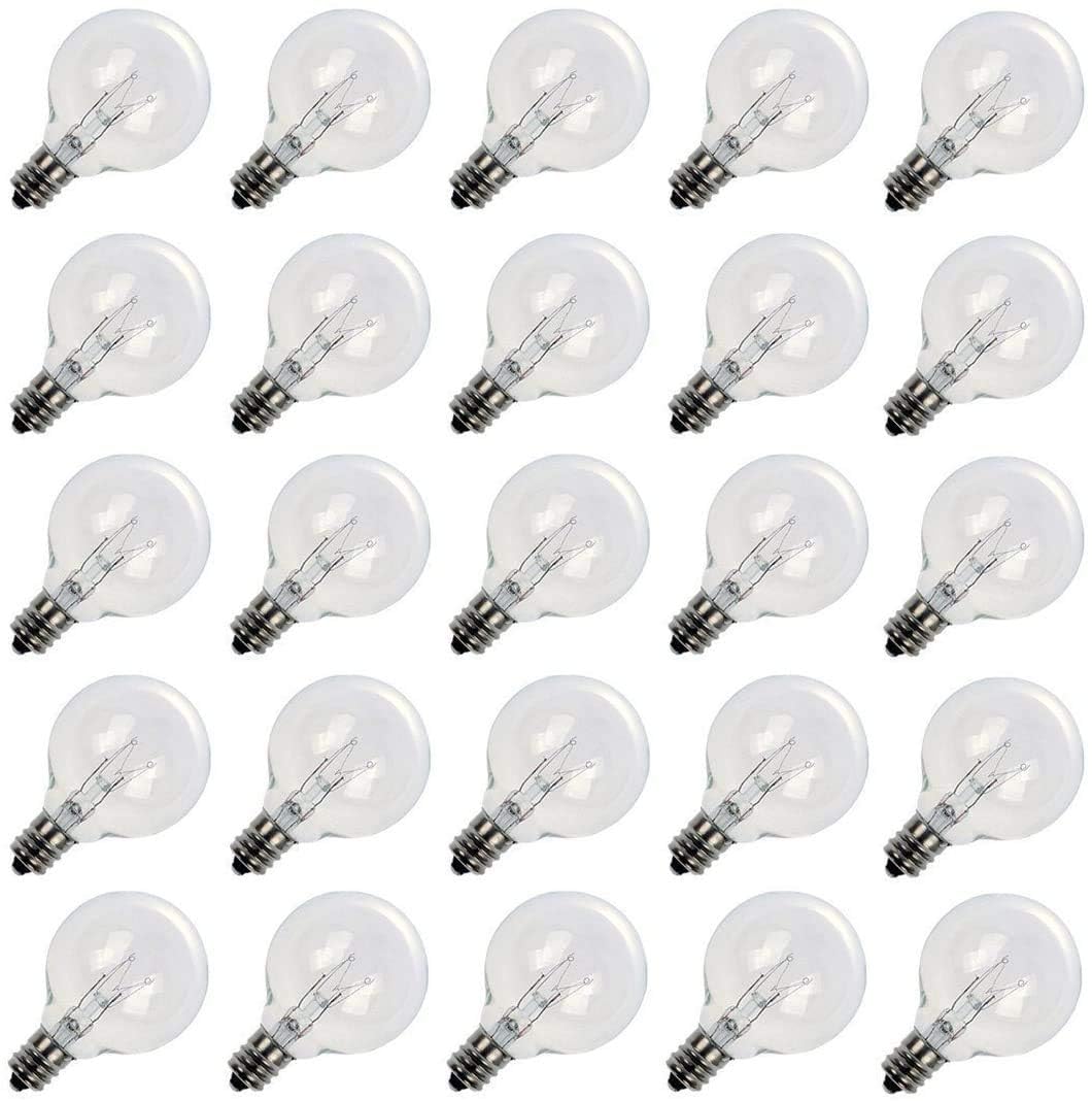 Brightown G40 Replacement Light Bulbs, 5W Clear Globe Bulb Fits E12 C7 Candelabra Screw Base Sockets, 1.5 Inch Dimmable Light Bu