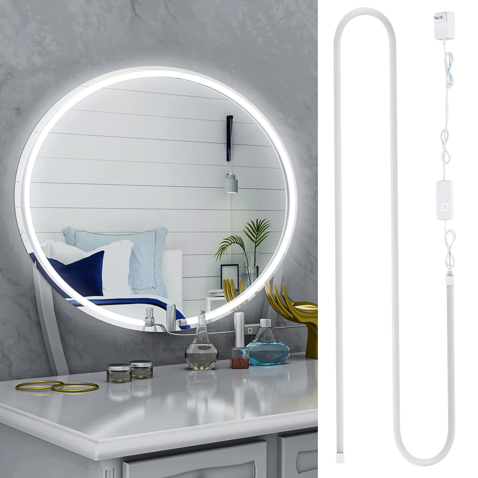 My Beauty Light Led Vanity Mirror Lights, 6000K Dimmable, 3.28Ft White Acrylic Strip, Model Sm-103