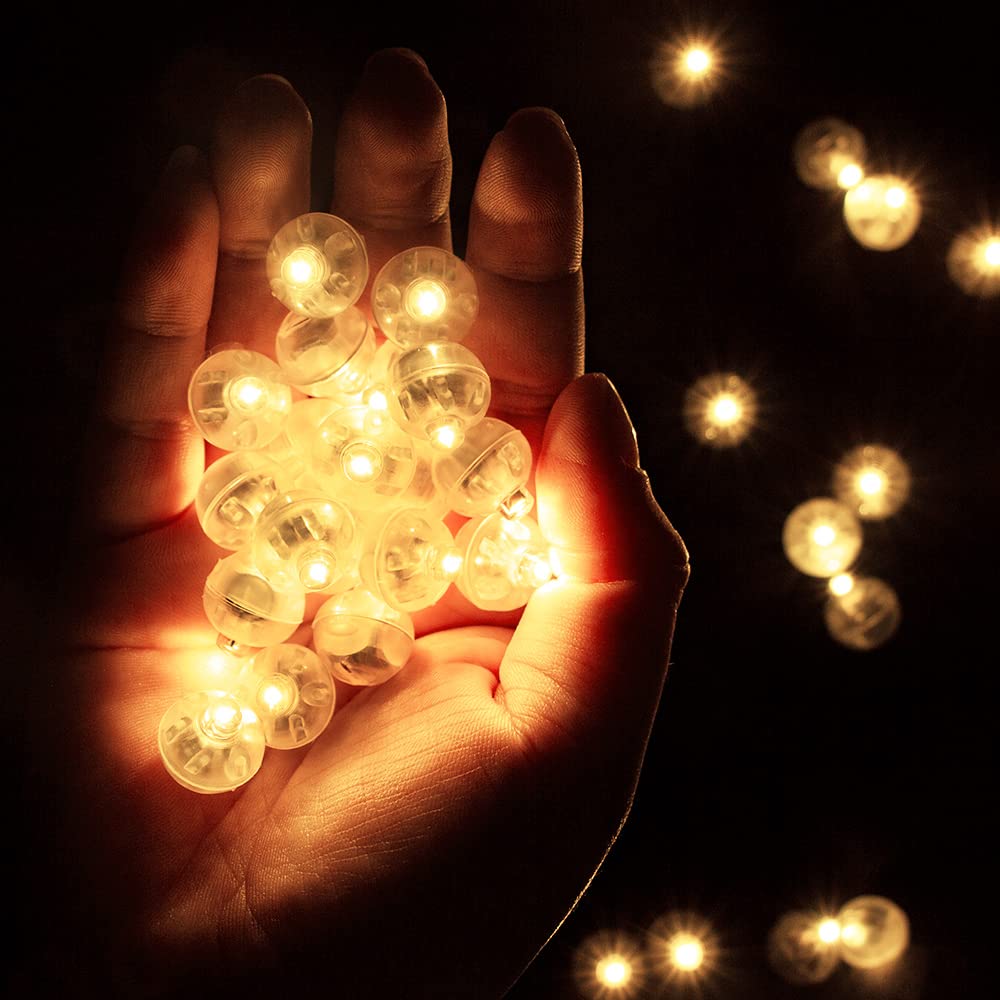 Aogist Mini LED Balloon Lights, 100pcs Warm White, Battery Powered, Waterproof, Model A001