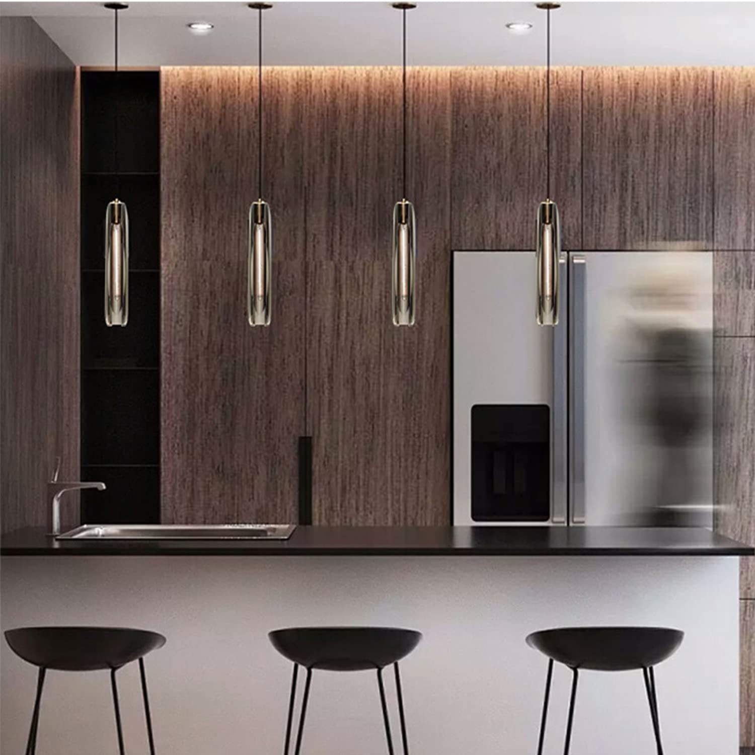 PRTSER Pendant Light - Smoke Gray Crystal Shade, Model 6608, Kitchen Island Lighting Fixture