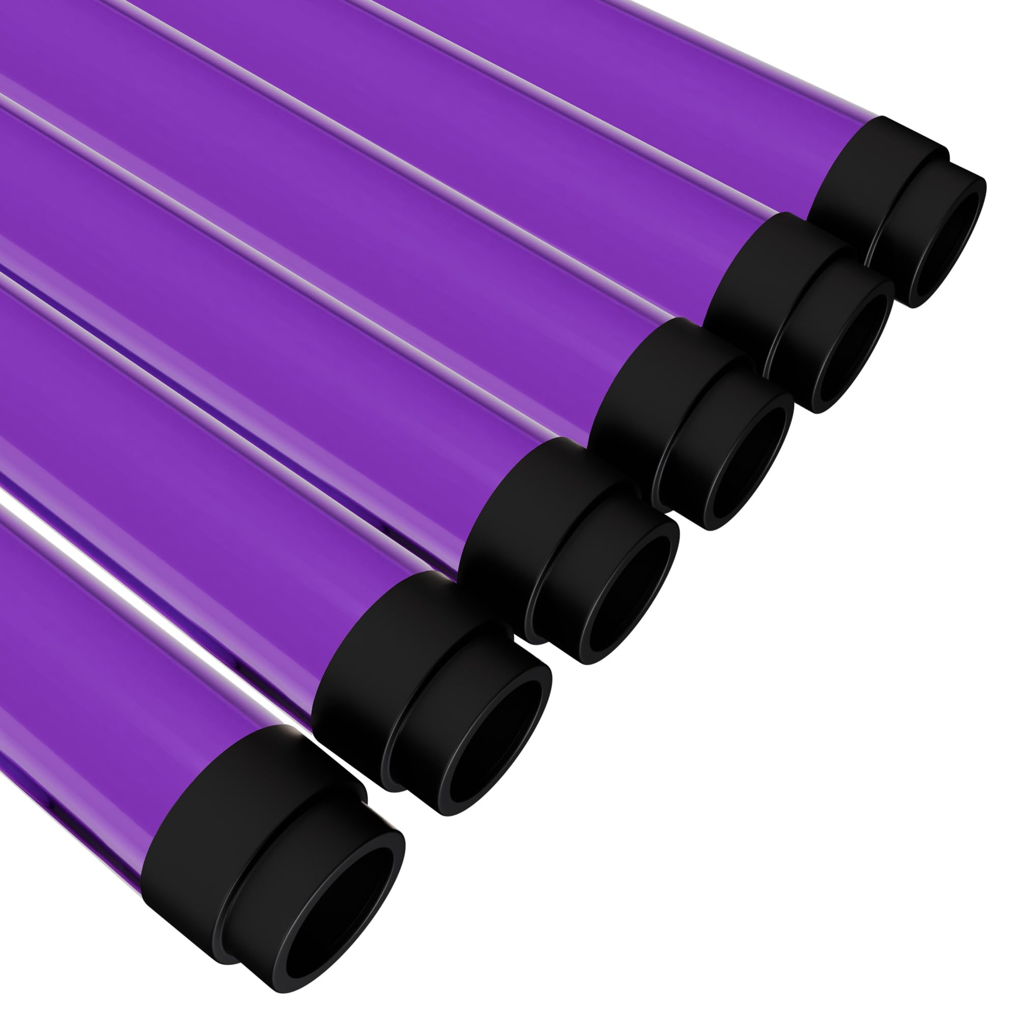Kastlite T8 Led/Fluorescent Light Tube Guard With End Caps - 46-3/8 Lamp Diffuser Covers & Safety Sleeves  Purple Protective Plastic Bulb Replacement Covering & Overhead Lighting Accessory  Pack Of 6