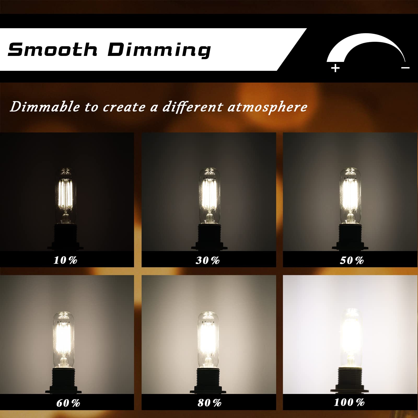 Create Bright E12 Dimmable Led Bulb 80W Equivalent Small Candelabra Classic T6 T25 Ceiling Fan Light Bulbs Daylight White 5000K,