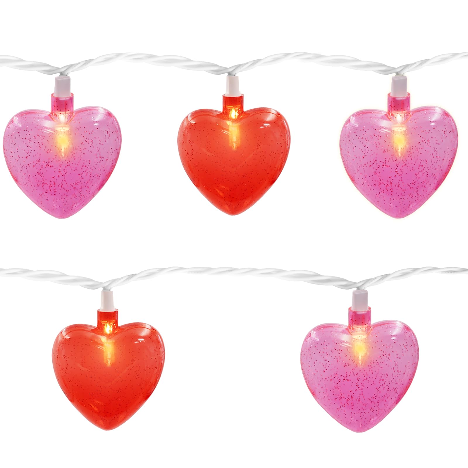 Red Pink Heart LED String Lights 8.5Ft Valentines Day Lights with 10 Red Pink 3D Heart Lights Plug in Heart Fairy String Lights for Indoor Outdoor Home Window Wedding Party Valentine's Day Decorations