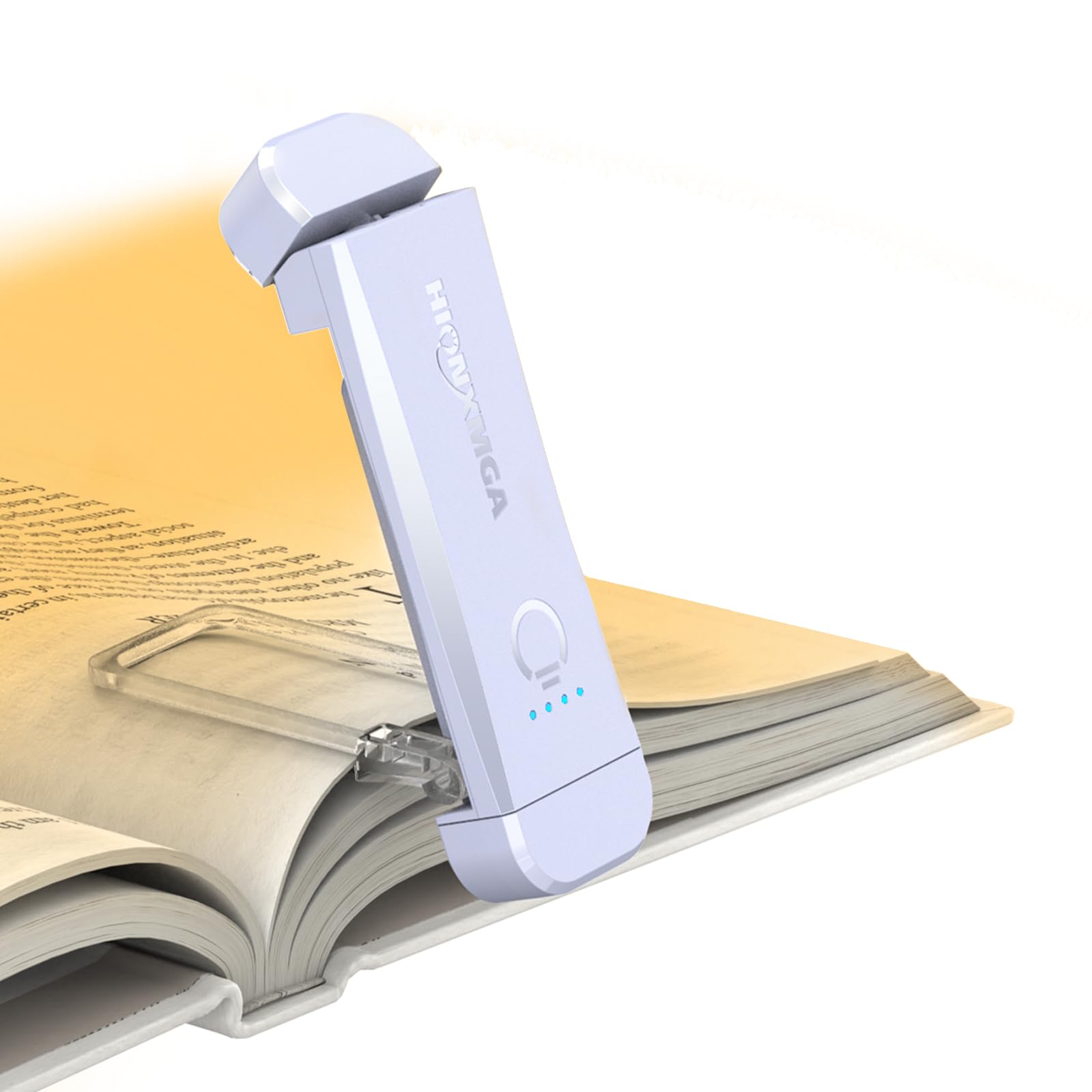 HIONXMGA Book Reading Light - Rechargeable Clip-On Lamp with 3 Amber Colors, 7 LEDs, Eye-Caring, Light Lilac, Model SD-Purple-New