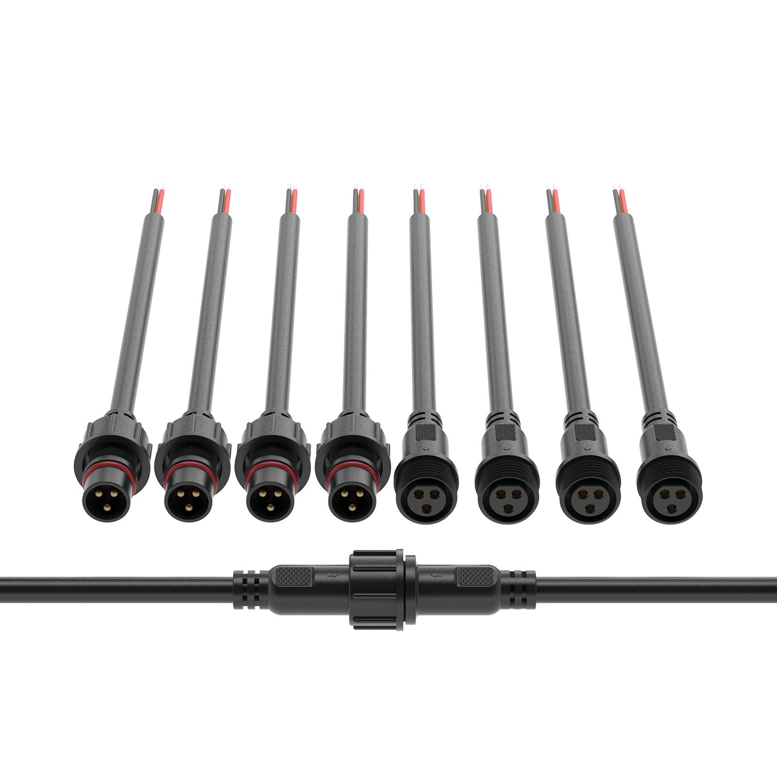 BTF-LIGHTING 3 Pin Electrical Connector 18AWG IP65 Male Female Connector 7.87in/20cm Extension Cable for Car,Truck,Boat,Indoor/O