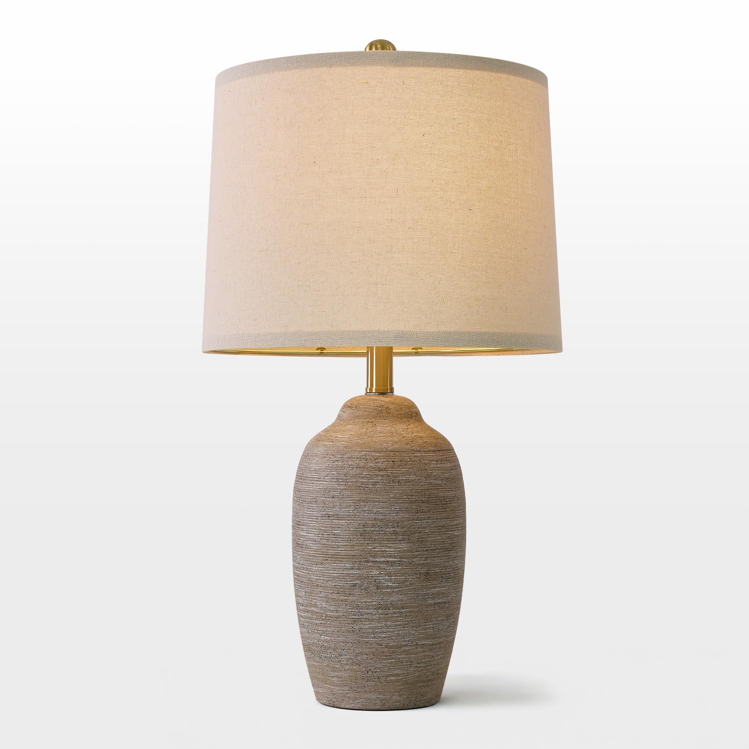 USumkky Ceramic Table Lamp - 24.5" Vintage Rustic Lighting in Purple-Grey for Bedroom & Living Room - Model 1234