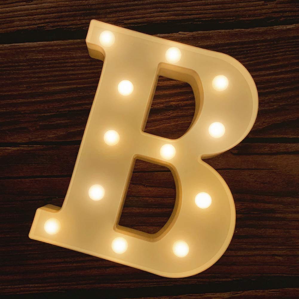 MIRADH LED Marquee Sign Light Up Alphabet Letter B Lights for Wedding Birthday Party Christmas Home Bar Decoration; Diwali (Warm