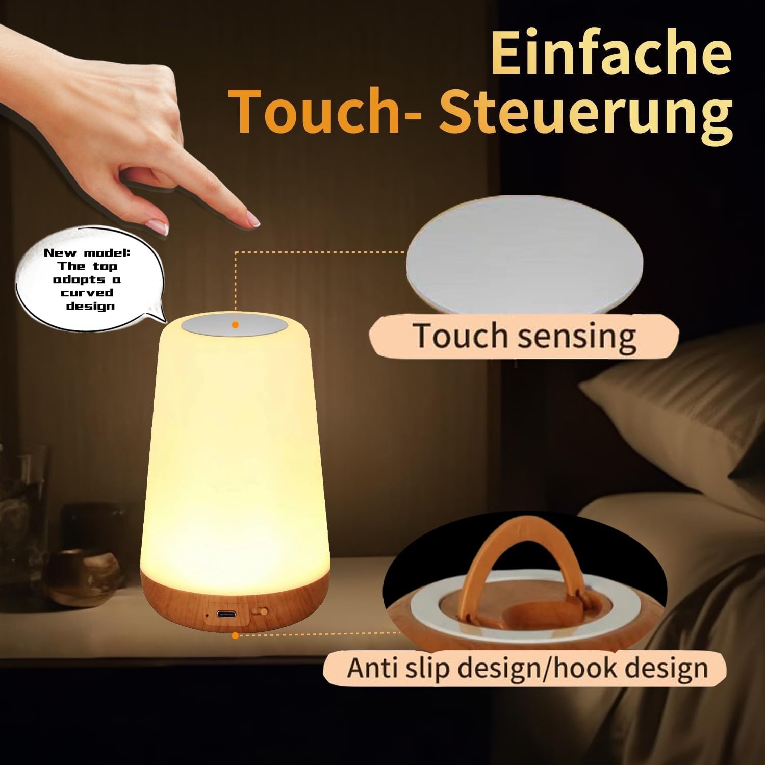 Lhyuetong Small Night Light, Led Bedside Touch Desk Light, Portable Desk Edge Light With 13 Rgb Colors, Night Light For Bedroom/