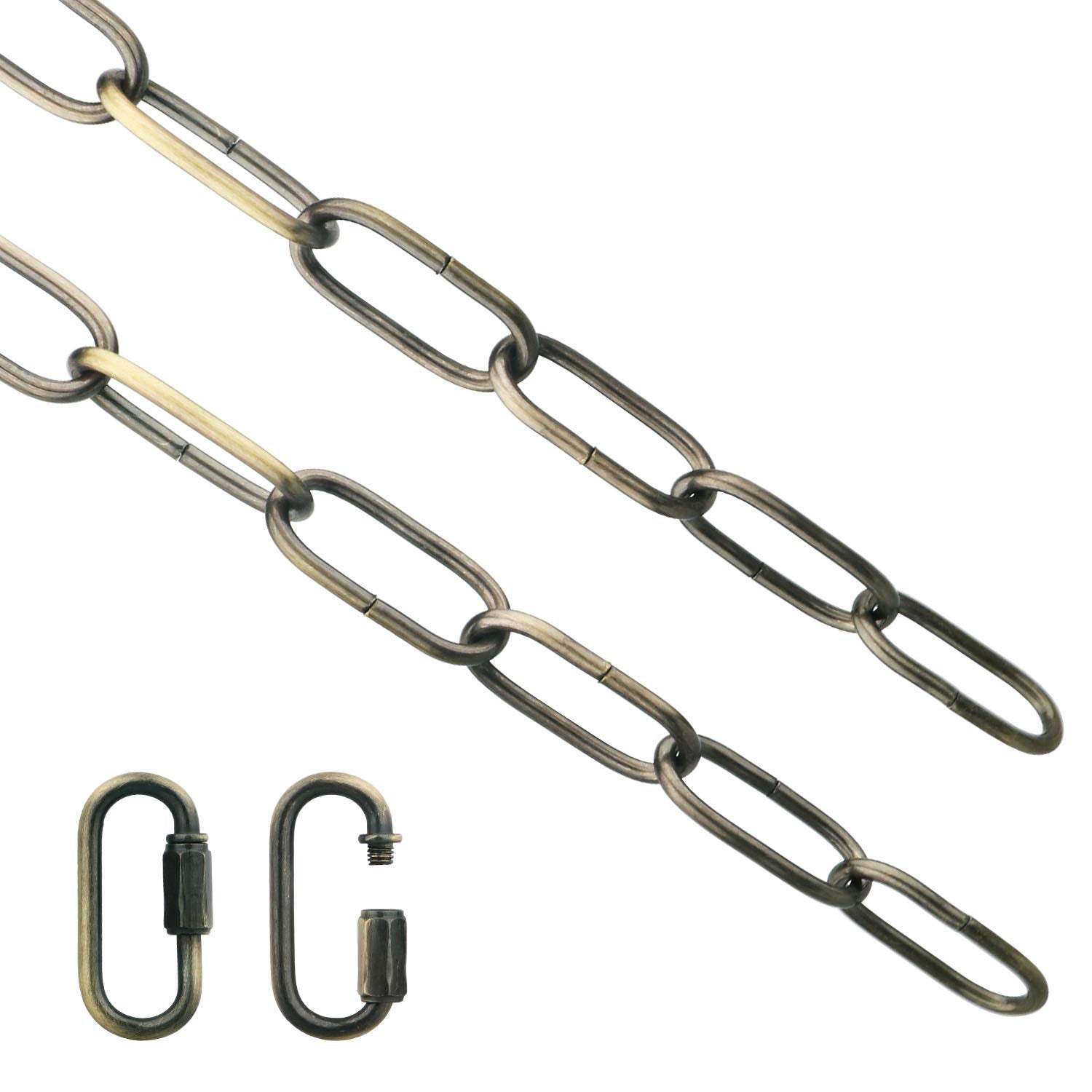 Helunsi Bronze Chandelier Chain - 6Ft Heavy Duty Iron Light Fixture Extension With Connection Link Lock