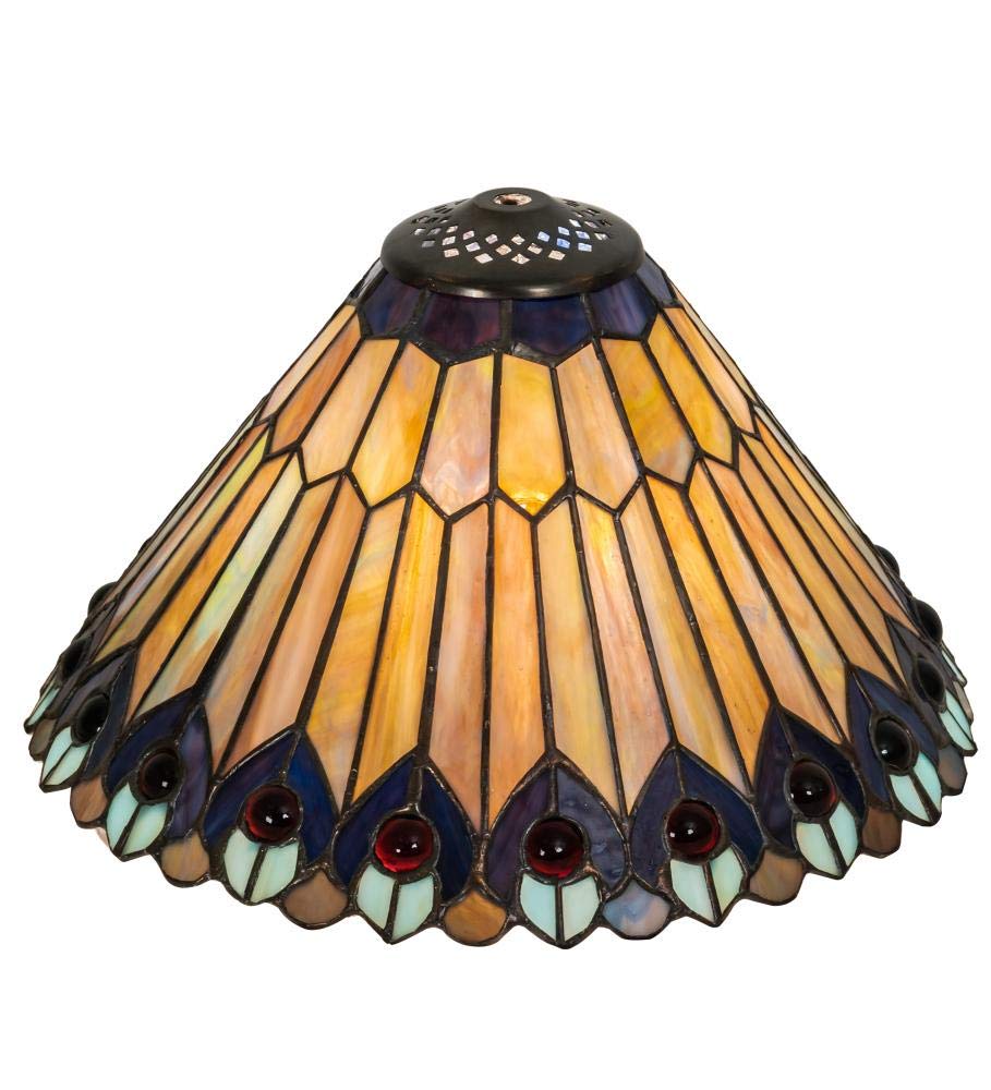 12&quot; Wide Tiffany Jeweled Peacock Shade