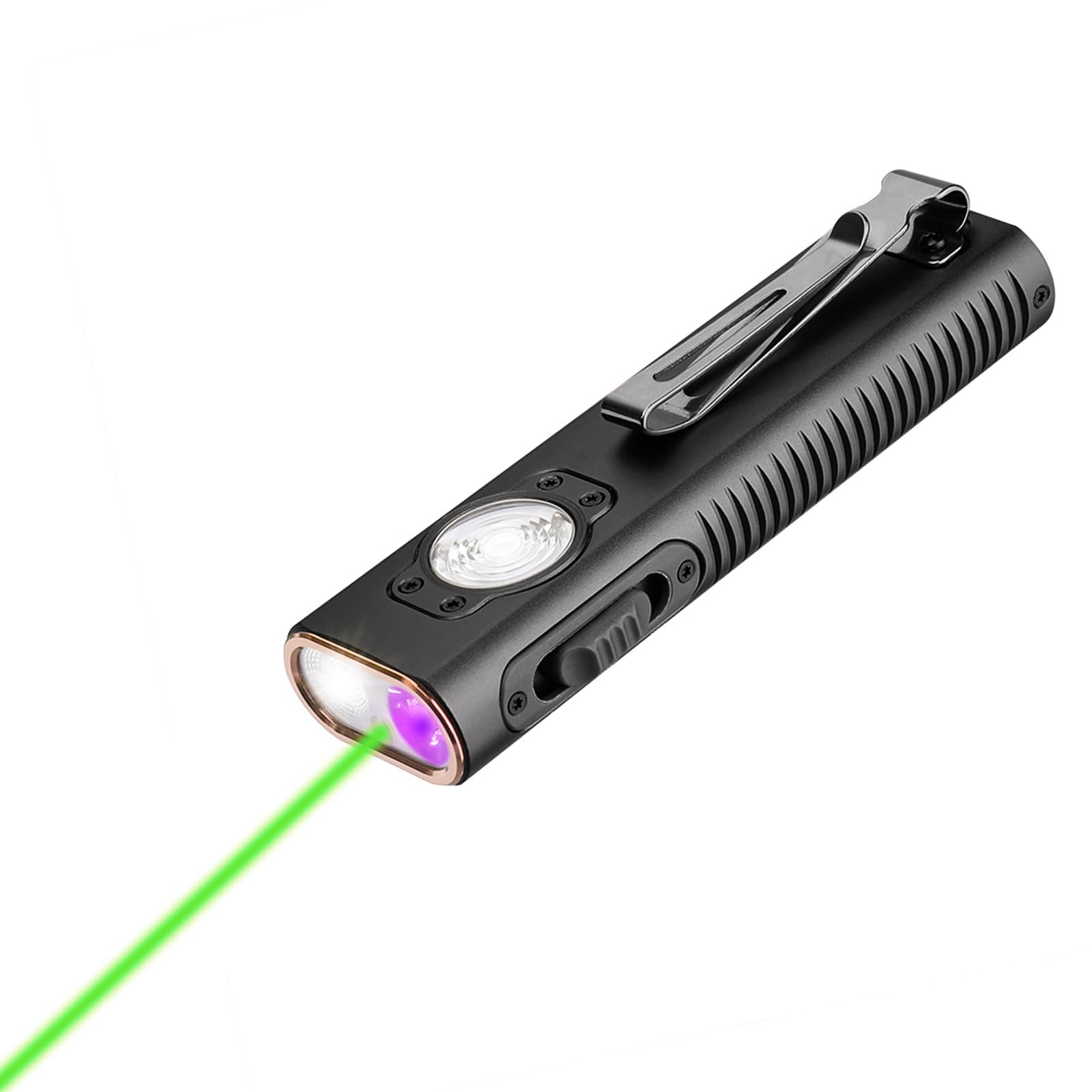 TrustFire Mini X3 EDC Flashlight, 1050 Lumens, Aluminum, Black, Model MINIX3-US, Rechargeable with White, UV, and Green Light