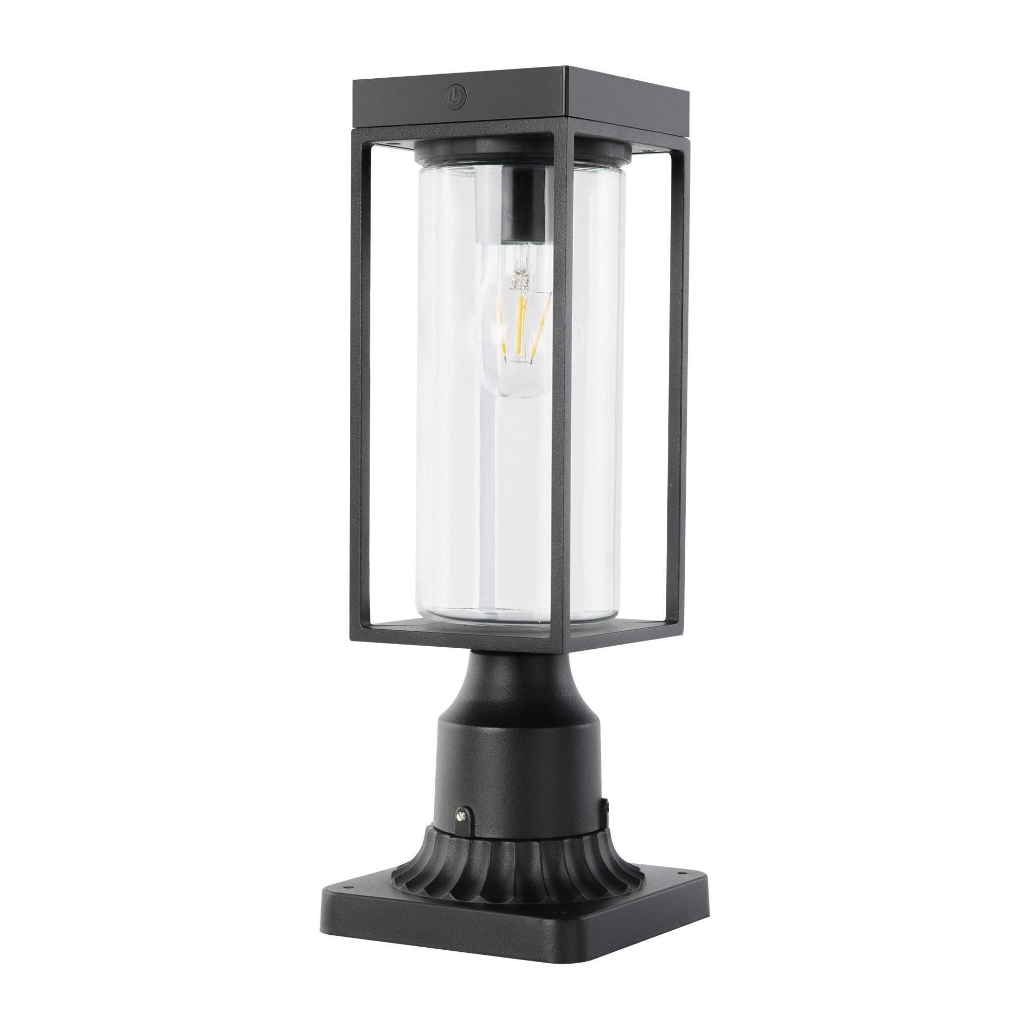 LUTEC Solar Post Light, Aluminum Dusk to Dawn Fixture, Waterproof, 1 PACK, Black, Model 6988808012