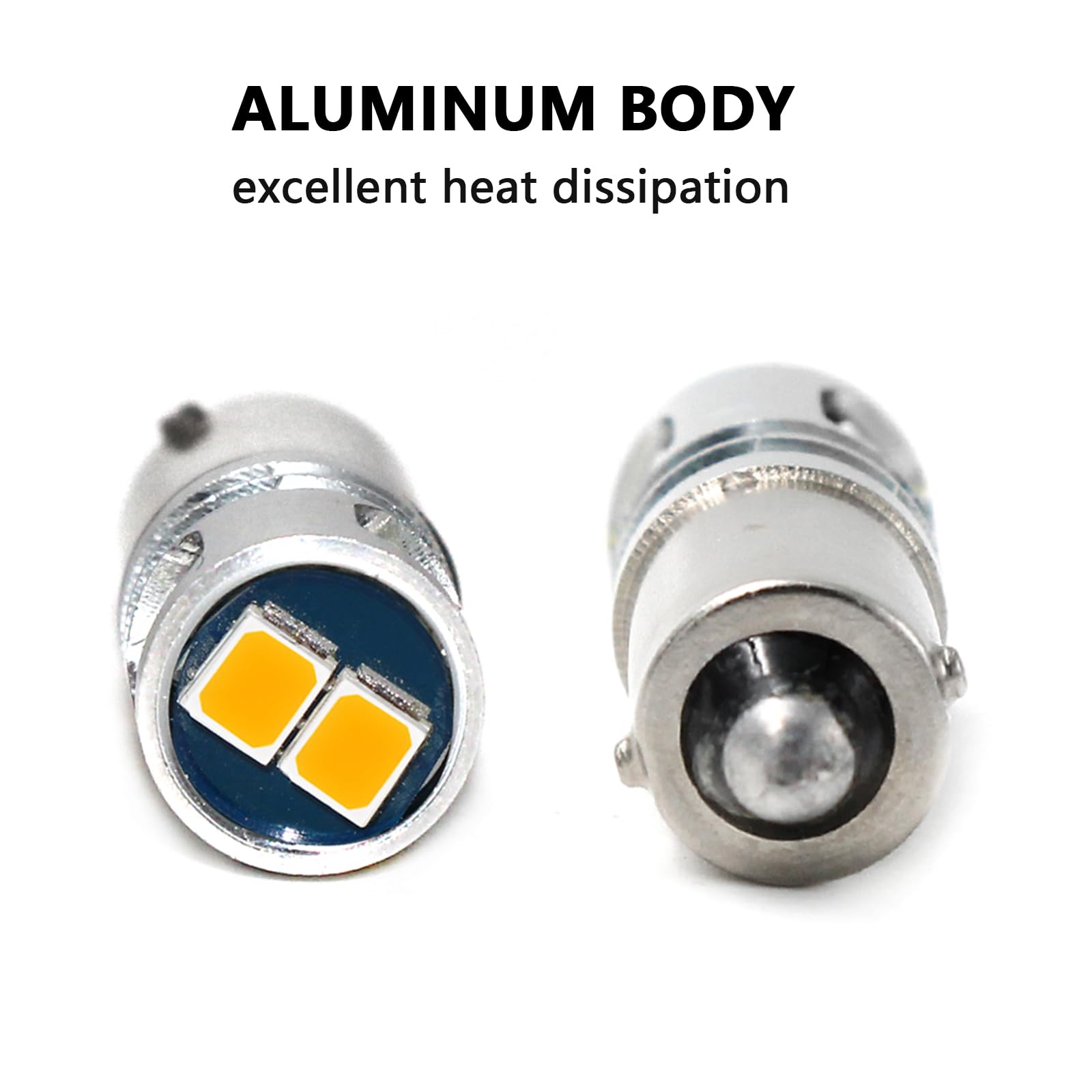 PHINLION BA9S LED Light Bulb 12V Non Polarity Amber Yellow 5 SMD Model BA9S-3030-5SMD for Car Interior Dash Instrument Panel