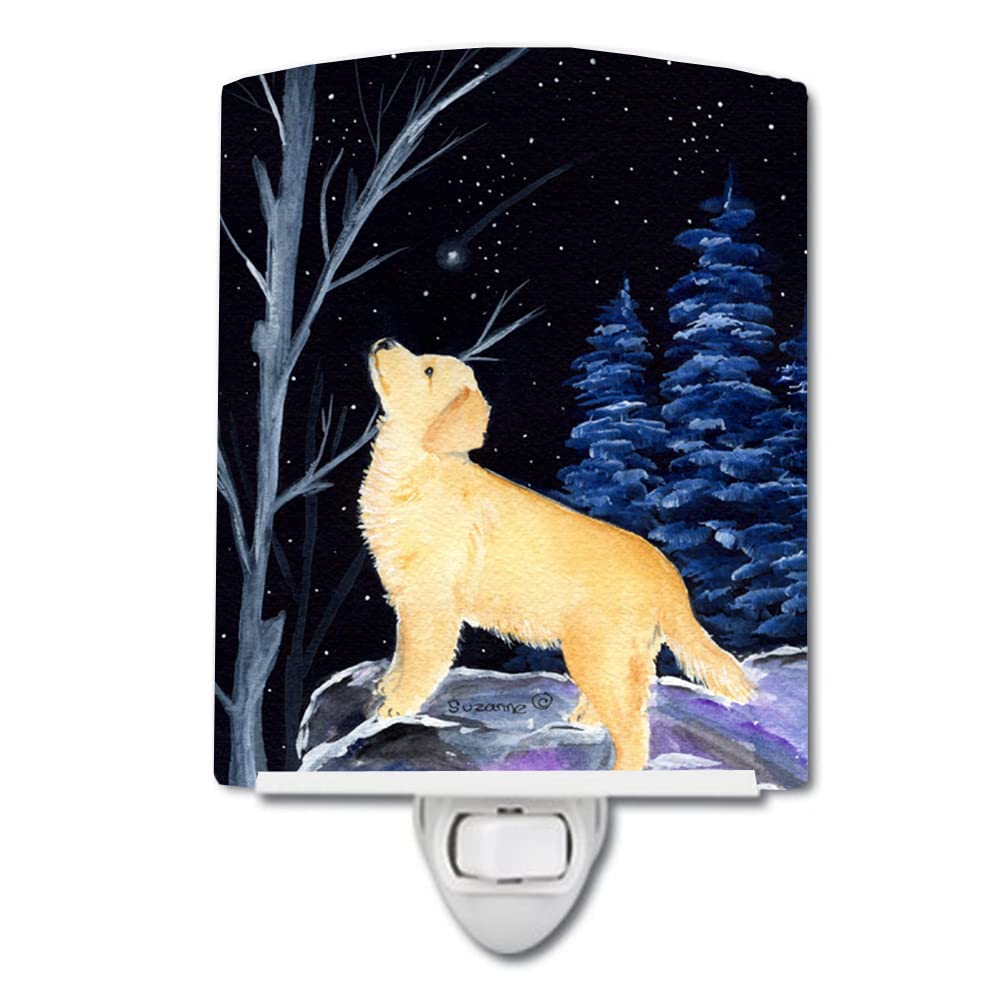 Carolines Treasures Ceramic Night Light, Starry Night Golden Retriever, UL-Certified, 6x4x3 inches, Multicolor, Model SS8392CNL