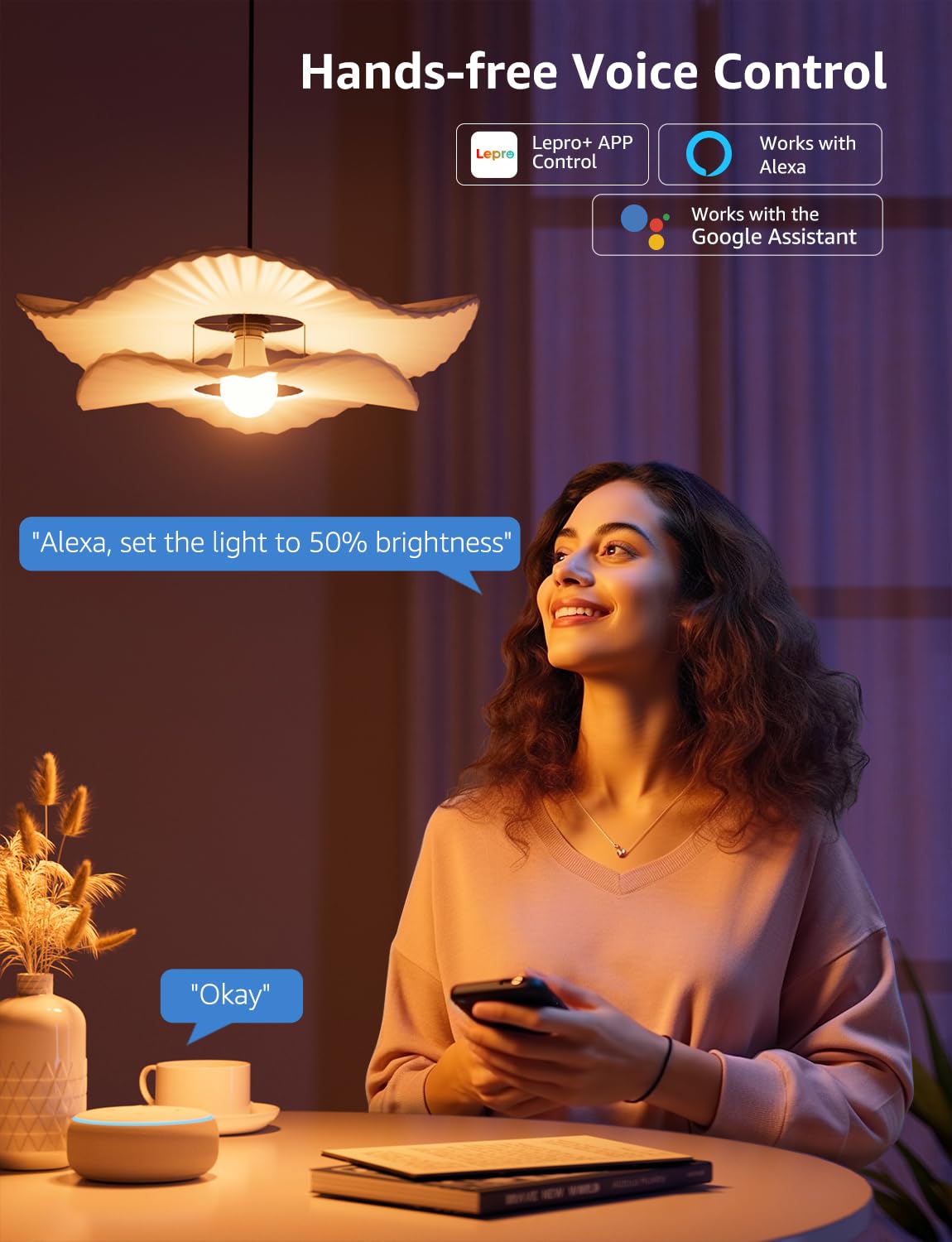 Lepro B1 Smart Light Bulbs - WiFi & Bluetooth RGBWW Color Changing LED, Works with Alexa & Google Assistant, 2 Pack