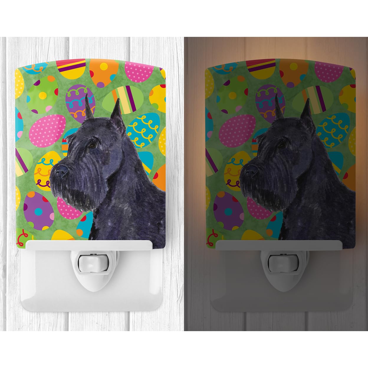Carolines Treasures Ceramic Night Light, Schnauzer Design, UL-Certified, 6x4x3in, Multicolor, Model SS4868CNL