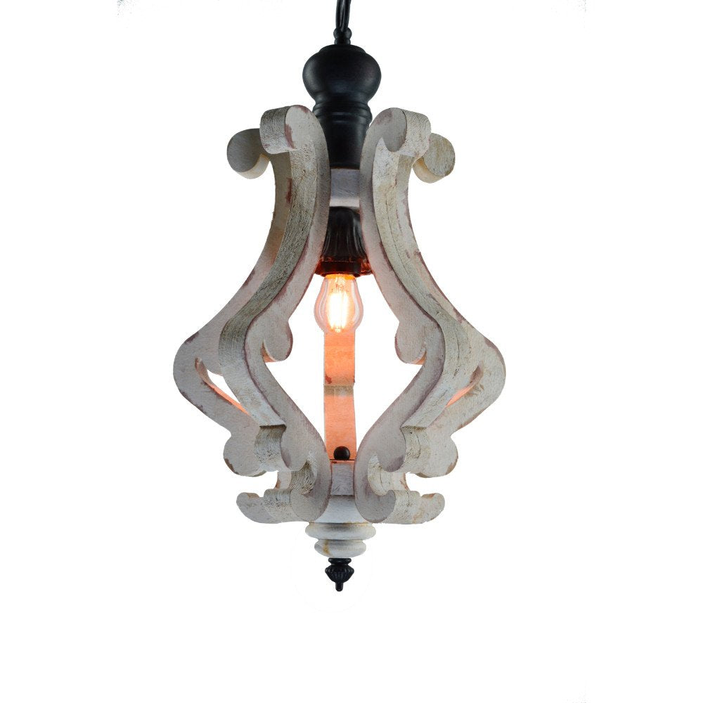 A & B Home DS35539 Harper Chandelier, 1-Light, 90% Fir Wood & 10% Iron, 12.5in x 12.5in x 21in,