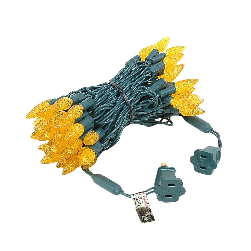Novelty Lights 24Ft C6 Led Halloween String Lights, Amber Color, Green Wire, Model Mrd-35B-2, Outdoor Commercial Grade Decorations