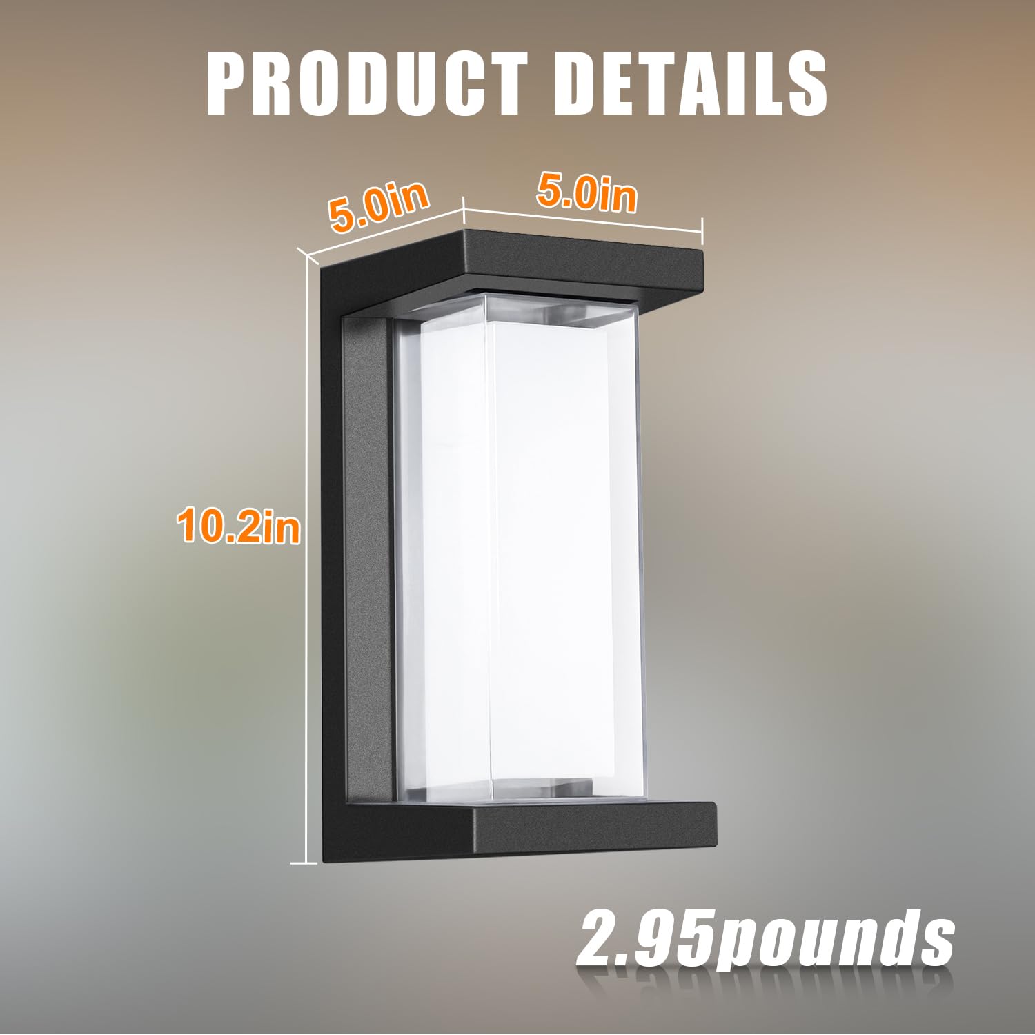 Juyace 18W Outdoor Porch Lights - 4 Pack Modern Black Sconces, 6000K Cool White, IP65 Waterproof for Garage, Patio, Entryway