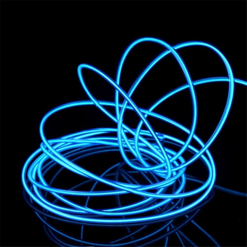 JIGUOOR EL Wire Neon Light Strip, 9.8ft/3m, Blue, Copper Material, 360° Illumination for DIY & Party Decoration
