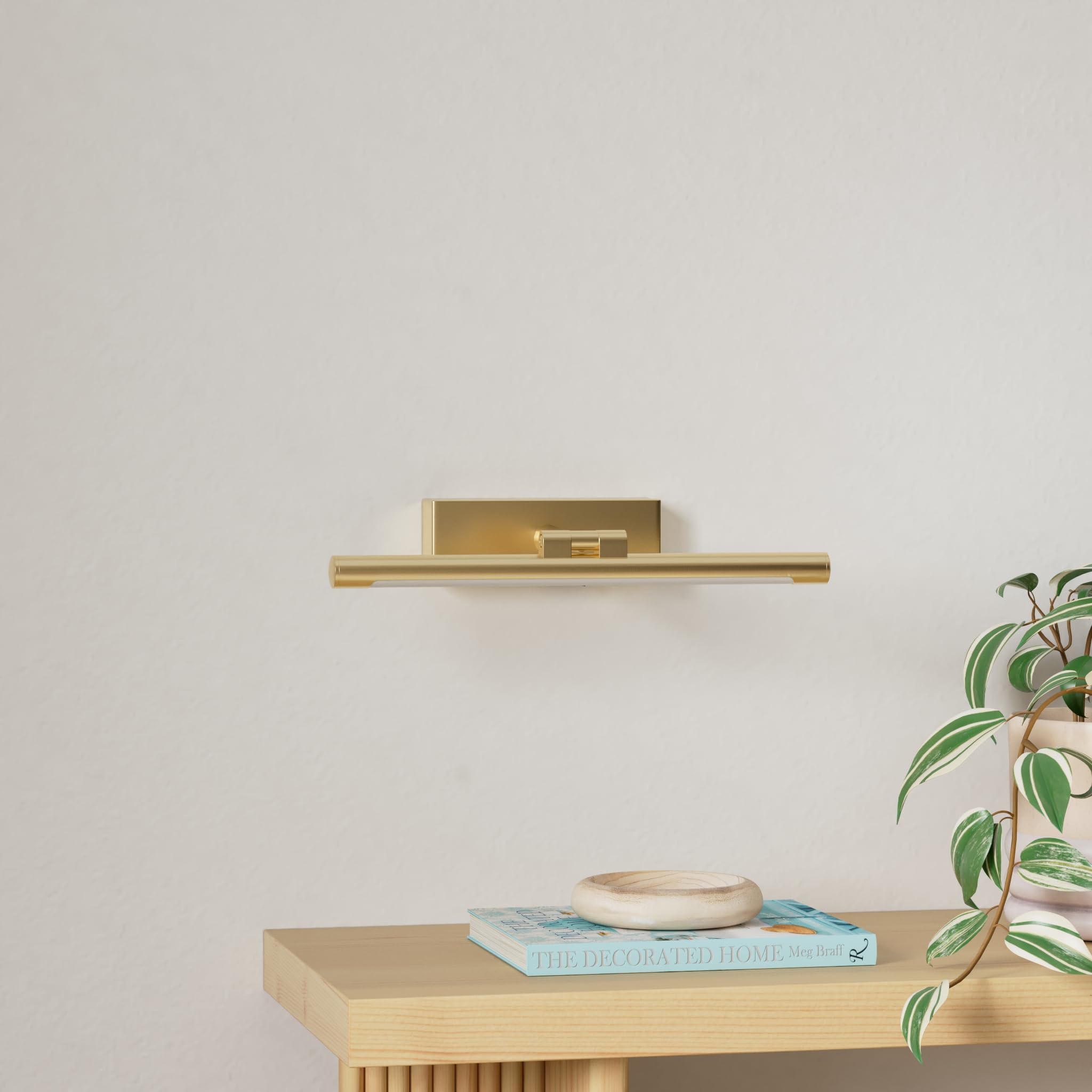 Opmre Modern Led Picture Light Dimmable 12.6 &quot;Brass Picture Light Lampshade Can Rotate Up Or Down 270 Degrees 3 Color Temperature Display Wall Art Light Battery Powered