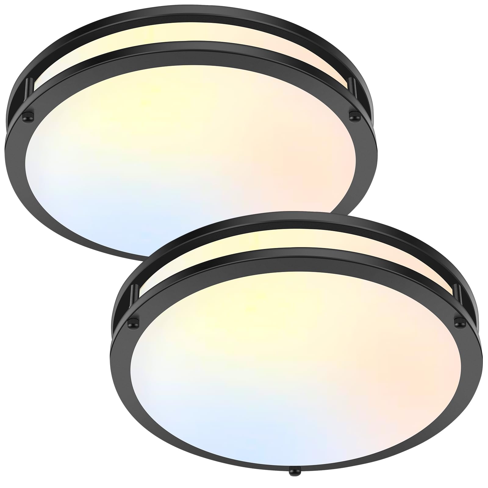 LED Black Ceiling Light Fixture, 36W 4400Lm Flush Mount, Dimmable 5CCT 2700K-6500K, 13 Inch Super Bright Modern Bedroom Ceiling 