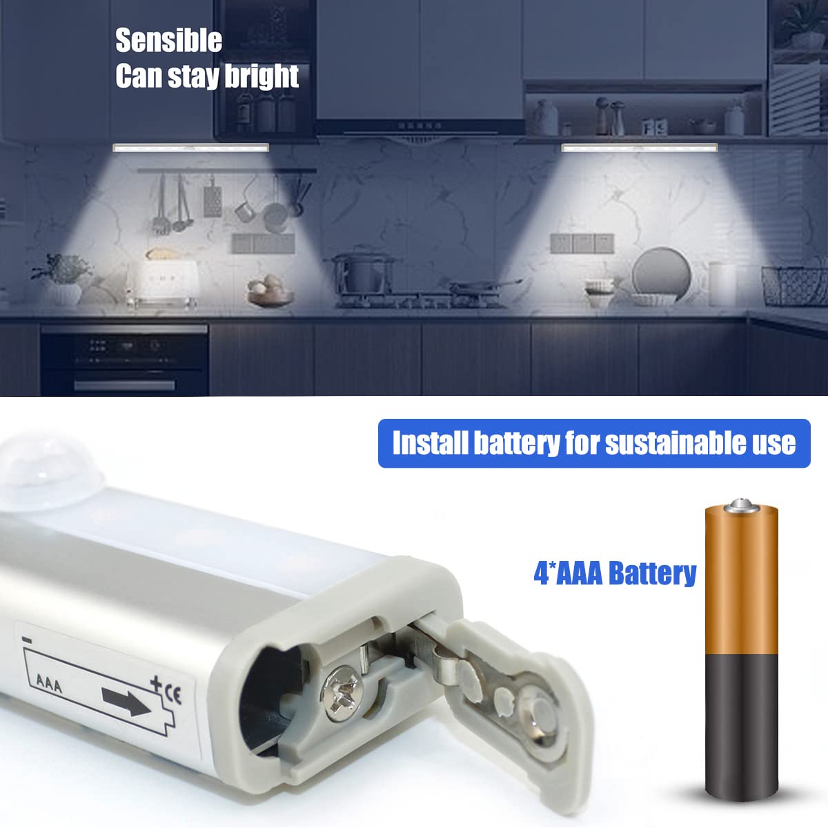 Motion Sensor Closet Lights, Led Cordless Under Cabinet Lighting, Wireless Stick-On Anywhere Battery Operated 10 Led Motion Sens