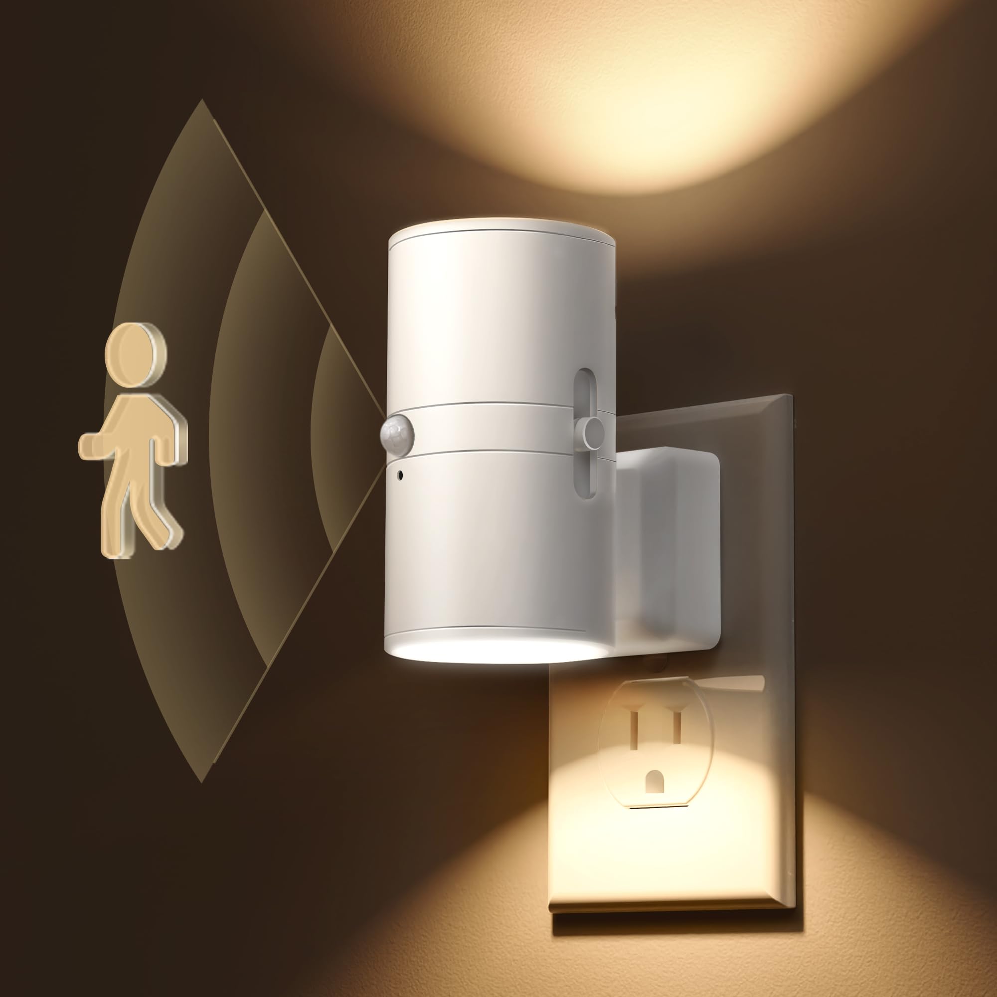 L LOHAS LED Motion Sensor Night Light, 2 Pack, 0-100LM Dimmable, Soft White, Model GY-066-02-WH-US-2