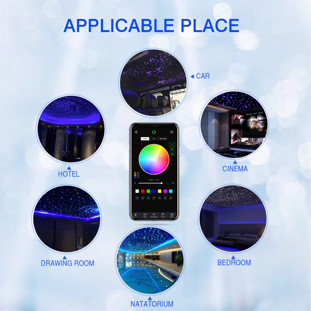 Firework 16W Rgbw Fiber Optic Lights Star Ceiling Light Kit With Fiber Optical 360Pcs 0.03In 9.8Ft/3M - App/Remote Control + Music Mode Sound Sensor Light Source For Bedroom  Home Theater & Car Decor