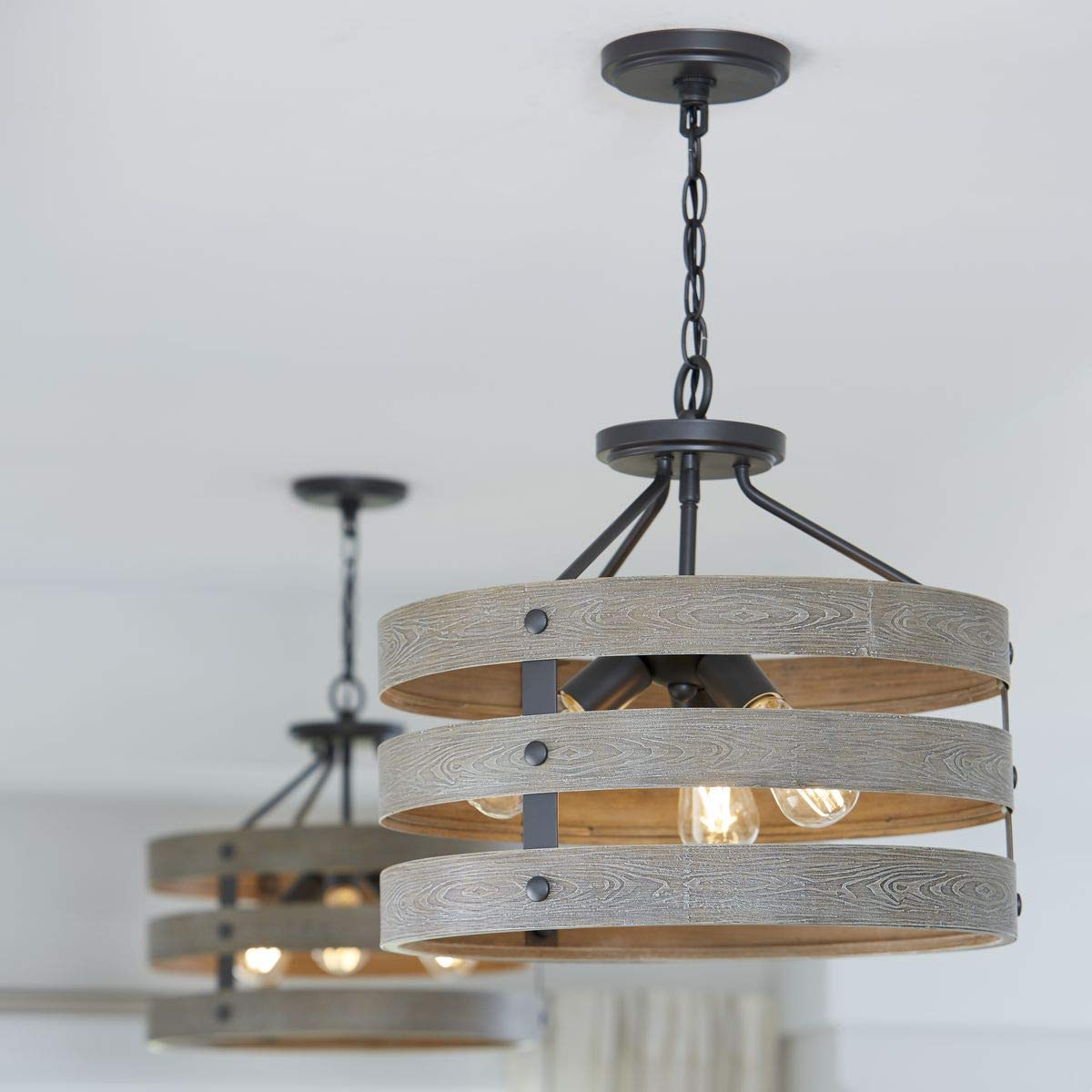 Progress Lighting P350049-143 Gulliver Three-Light Semi-Flush Convertible, Graphite Finish, 13.50X17.00X17.00