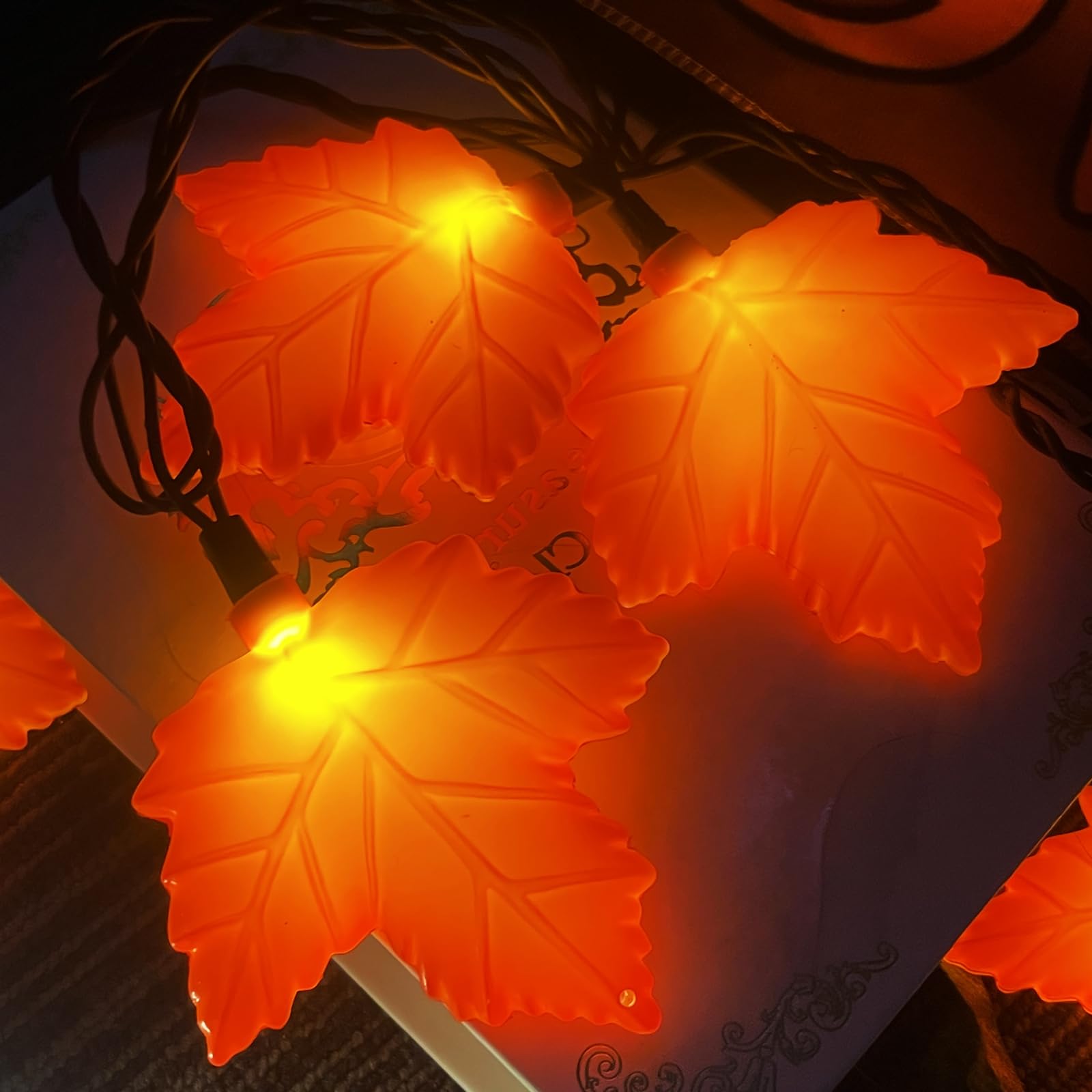 Fall Decor Maples Leaf String Lights, 8.5Ft Led Maple Leaf Lights With 10 3D Maple Leaf Fall Light, Plug In Fall Decorations For Indoor Outdoor Thanksgiving Christmas Halloween Harvest-Orange