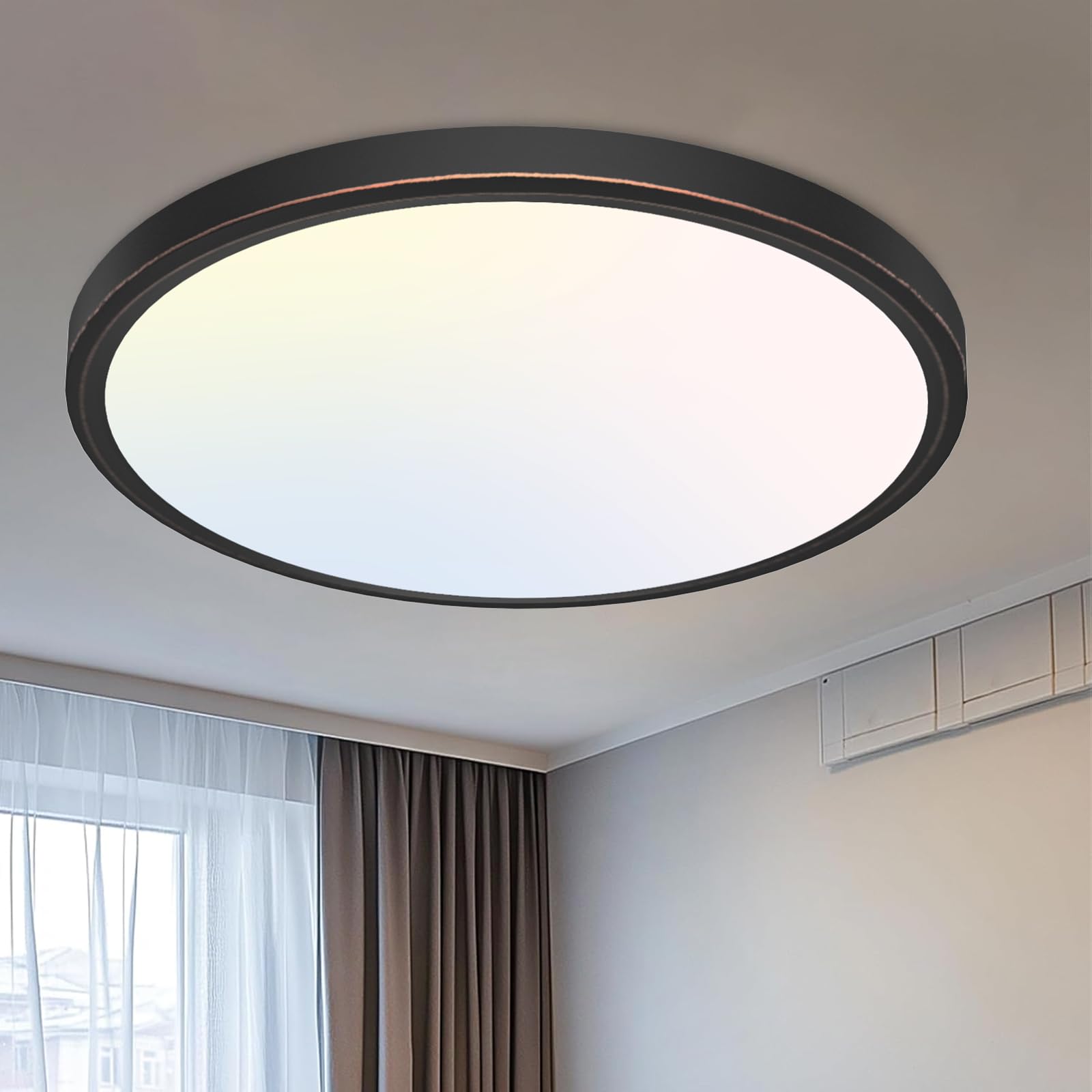 libtit 16Inch Flush Mount LED Ceiling Light Fixture  3000K 4000K 6500K Adjustable  36W 3600lm Rubbed Bronze Satin Round Ceiling Lamp for Bathroom Shower Hallway Kitchen  1 Pack