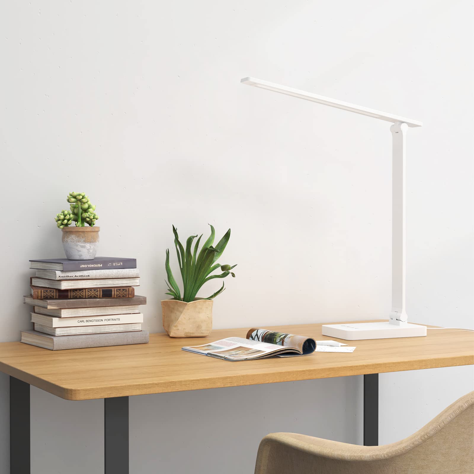 Lepro LED Desk Lamp with USB Charging Port Dimmable Home Office Touch Control Reading Table Lamp,3 Color Modes with 5 Brightness