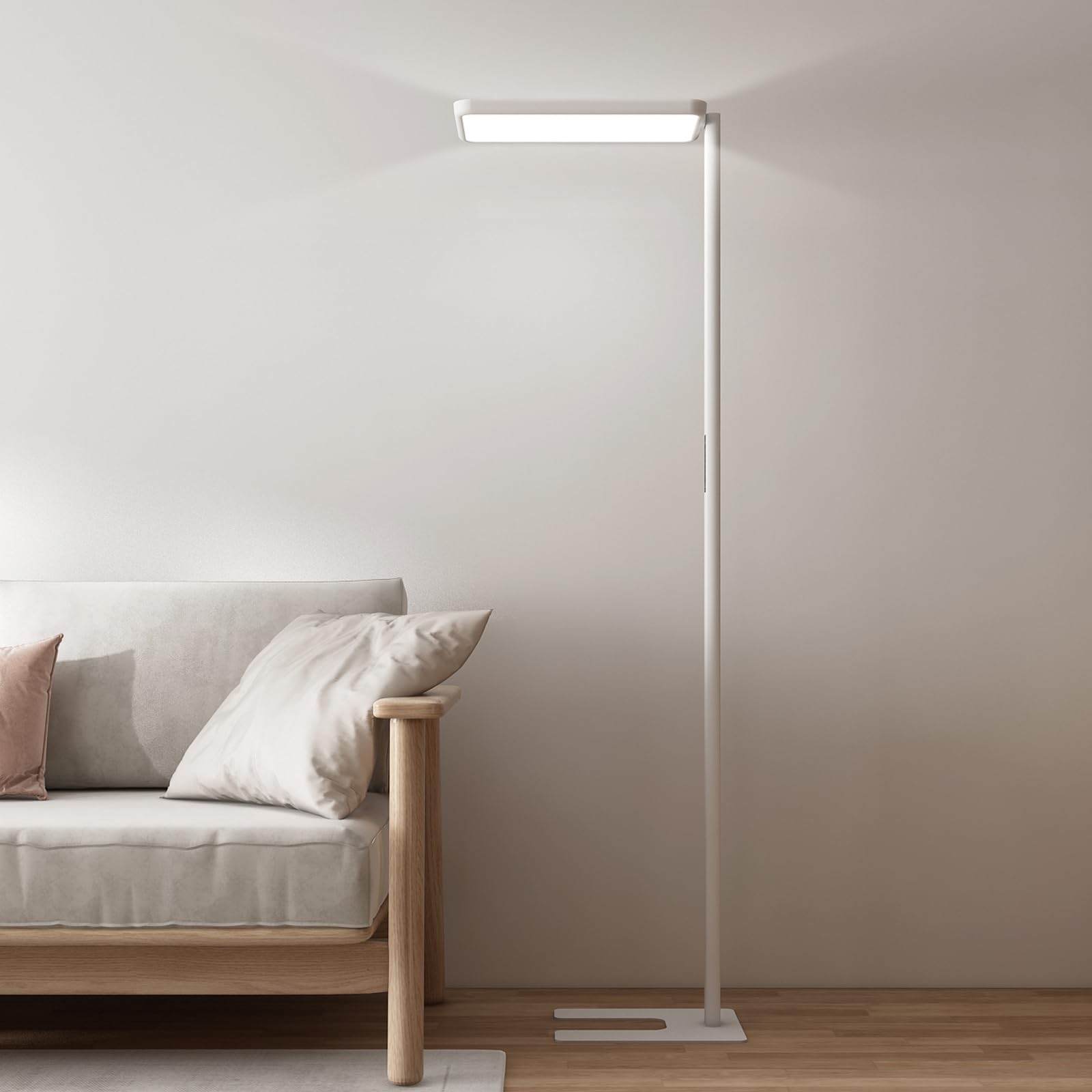 Illus Illumination 78'' Led Floor Lamp 80W White Modern Floor Lamp Dimmable Full-Spectrum Standing Lamp 4000K Eye-Care Tall Read