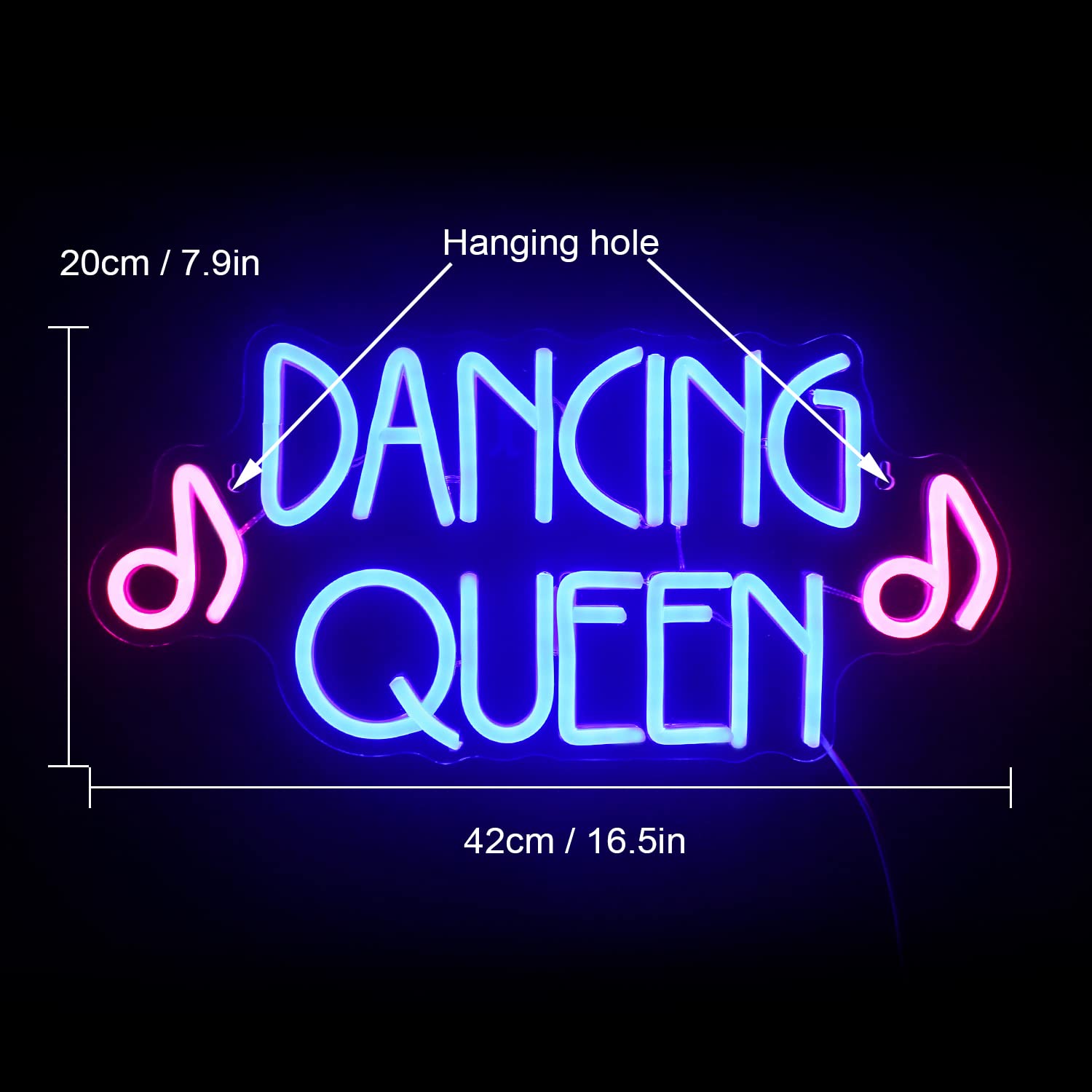 Wanxing Dancing Queen Neon Sign - USB Powered LED Wall Decor - Purple - 16.5 x 7.9 inch - Acrylic for Dance Studio & Party