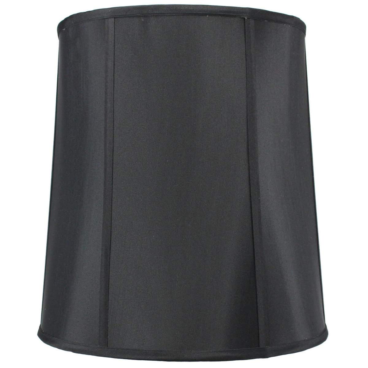 HomeConcept Prestige Drum Lampshade - 12inx14inx15in, Black Shantung Fabric, Brass Spider Fitter, Model 121415DRBK